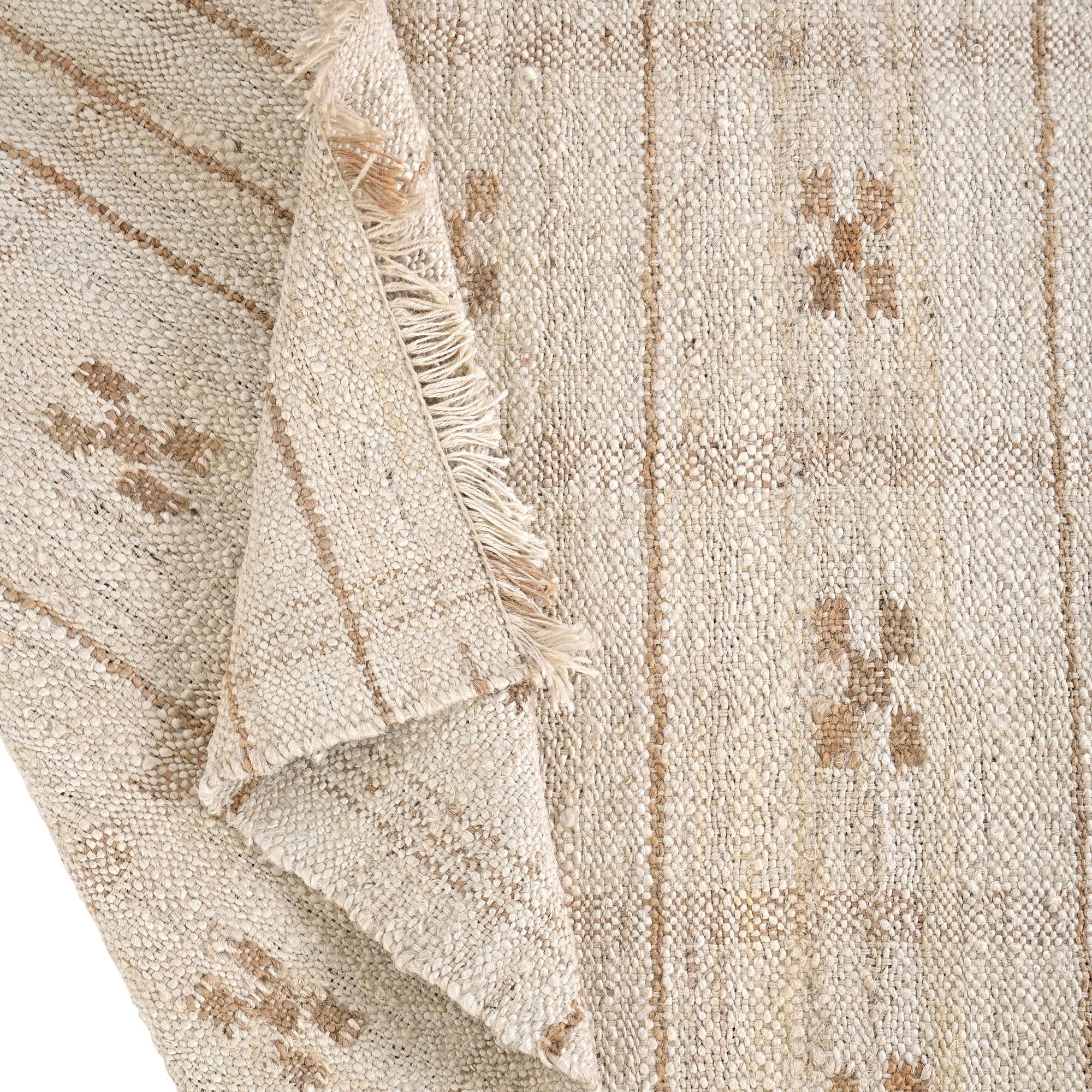 Eithan Handwoven Flat Weave Punja Kelim Jute Rug in Ivory & Natural (2 Sizes)