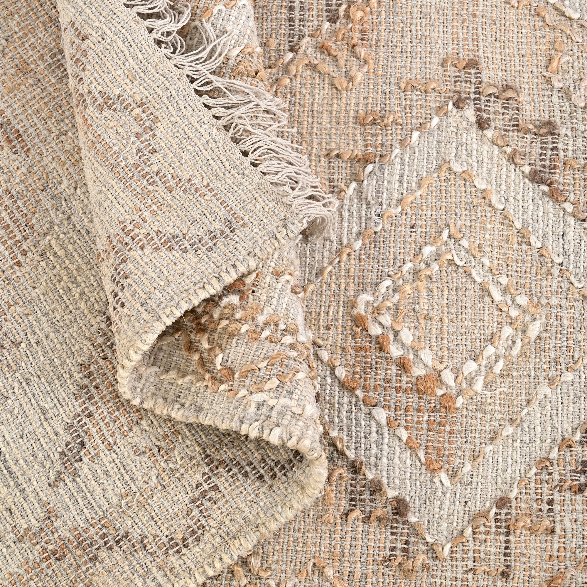 Carsson Handwoven Flat Weave Punja Kelim Jute & Wool Rug in Natural & Brown (2 Sizes)