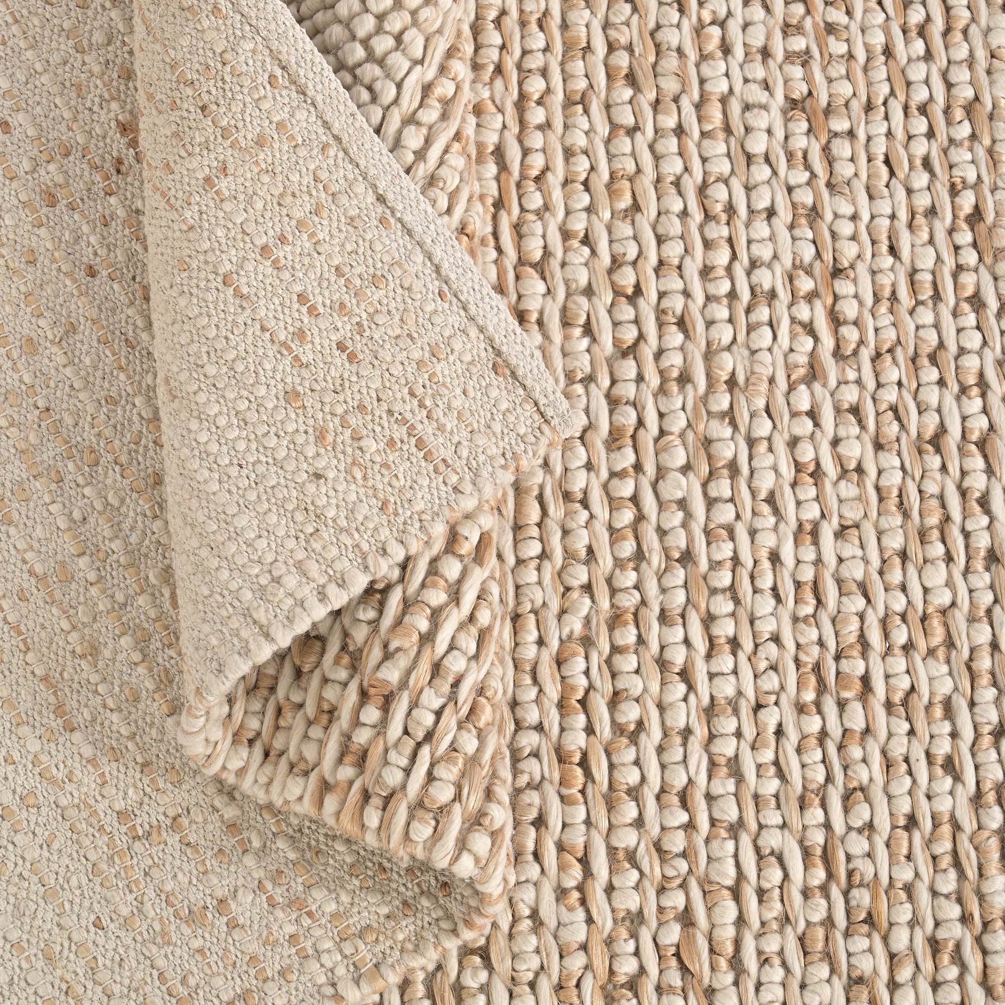 Brisonne Handwoven Punja Kelim Jute, Wool & Cotton Rug in Ivory & Natural (2 Sizes)
