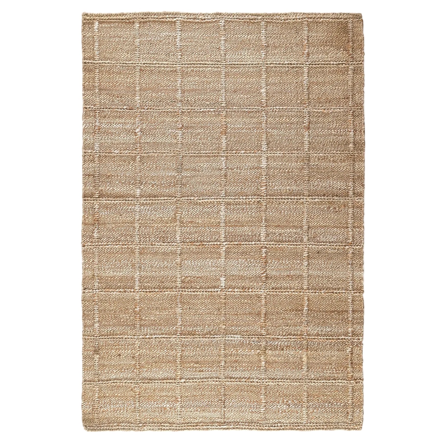 Malakain Handwoven Flat Weave Punja Kelim Jute Rug in Natural & Ivory (2 Sizes)