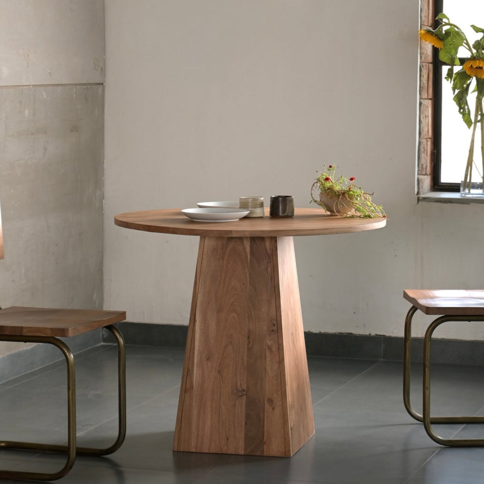Hikari Round Solid Acacia Wood Dining Table Natural