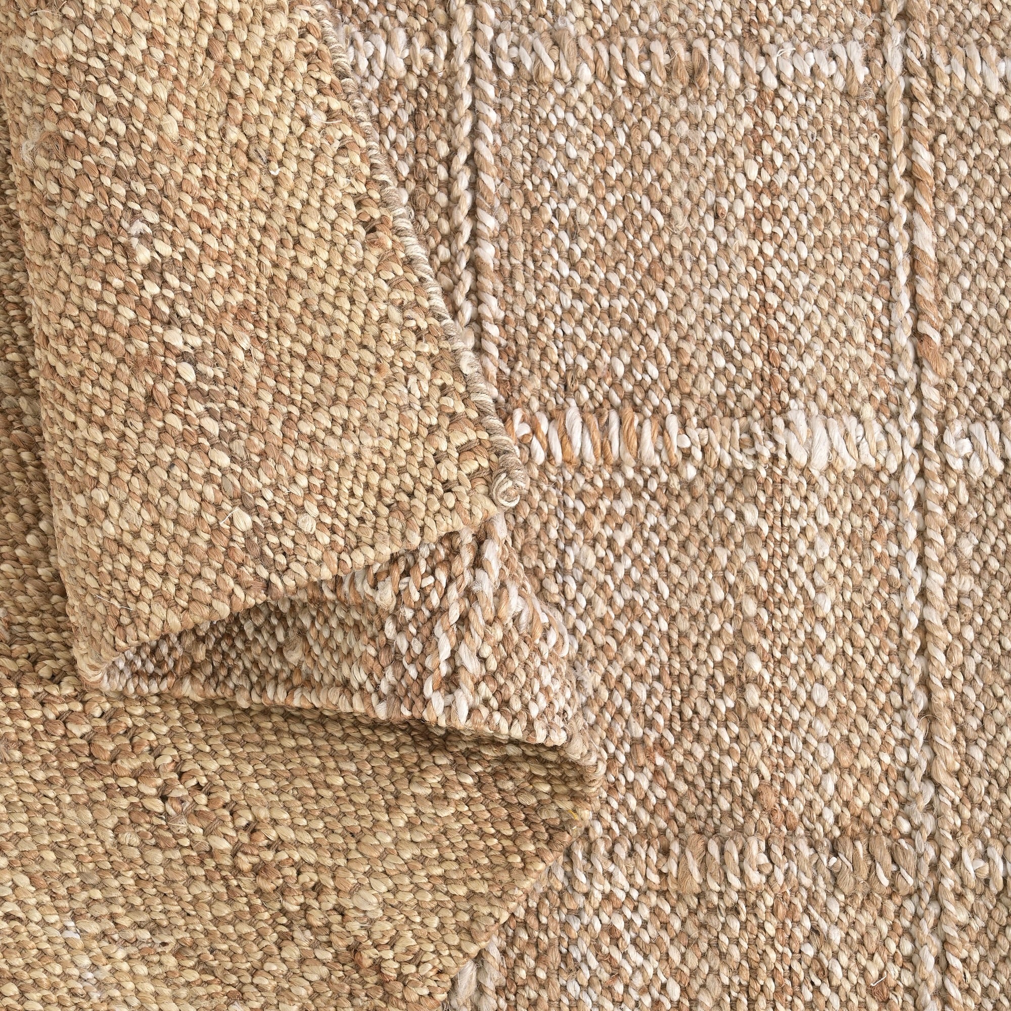 Malakain Handwoven Flat Weave Punja Kelim Jute Rug in Natural & Ivory (2 Sizes)