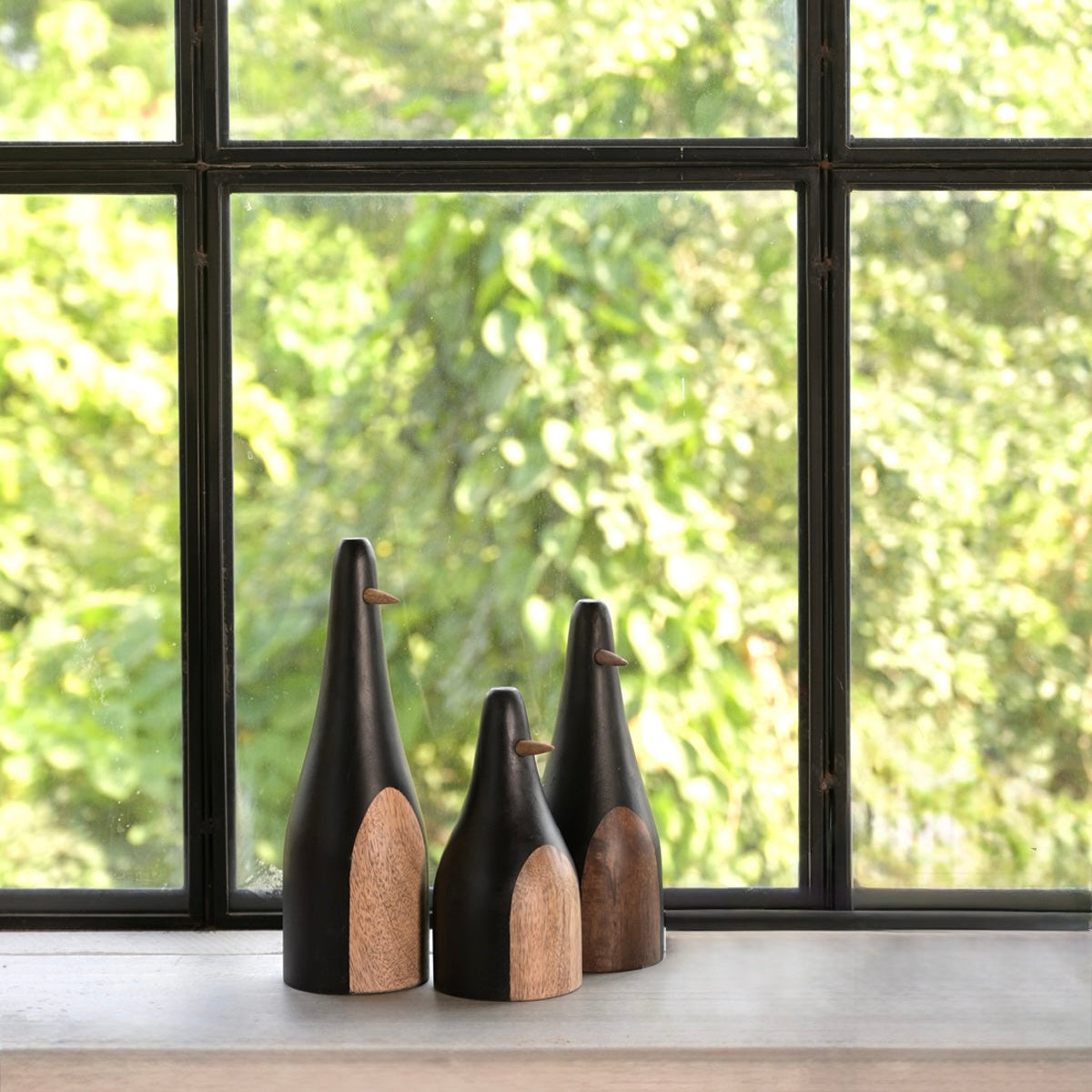 Set of 3 Solid Mango Wood Penguins