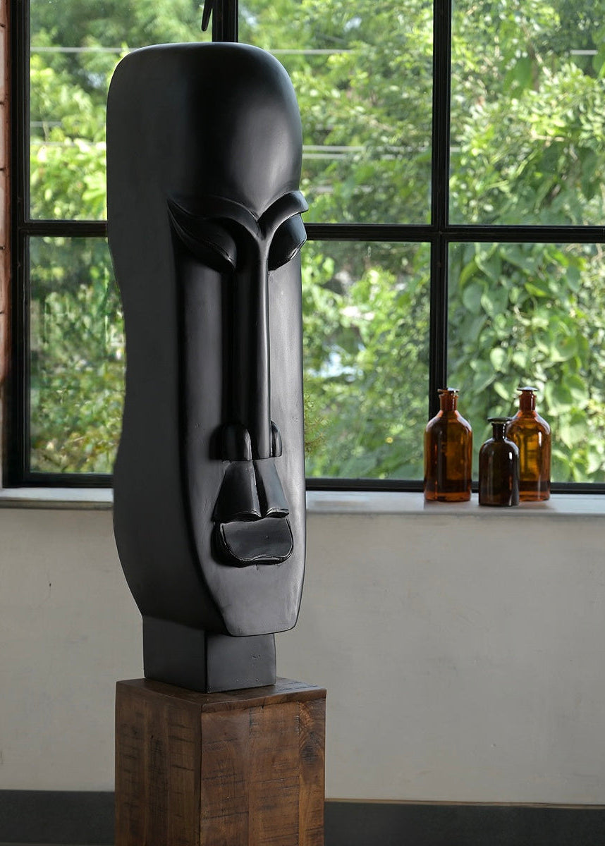 Wakae Large Solid Wood Head Sculpture