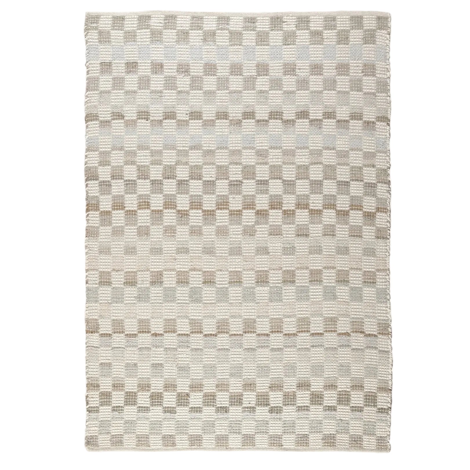 Nicolavs Handwoven Flat Weave Cotton Denim & Wool Rug in Ivory & Beige (2 Sizes)