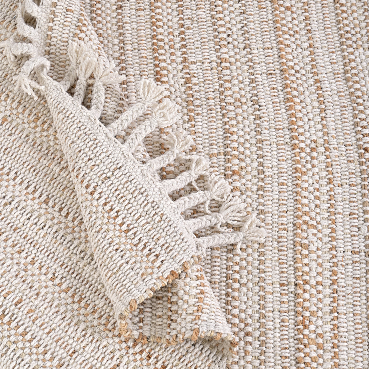 Acapulco Handwoven Flat Weave Jute & Wool Rug in Ivory & Natural (2 Sizes)