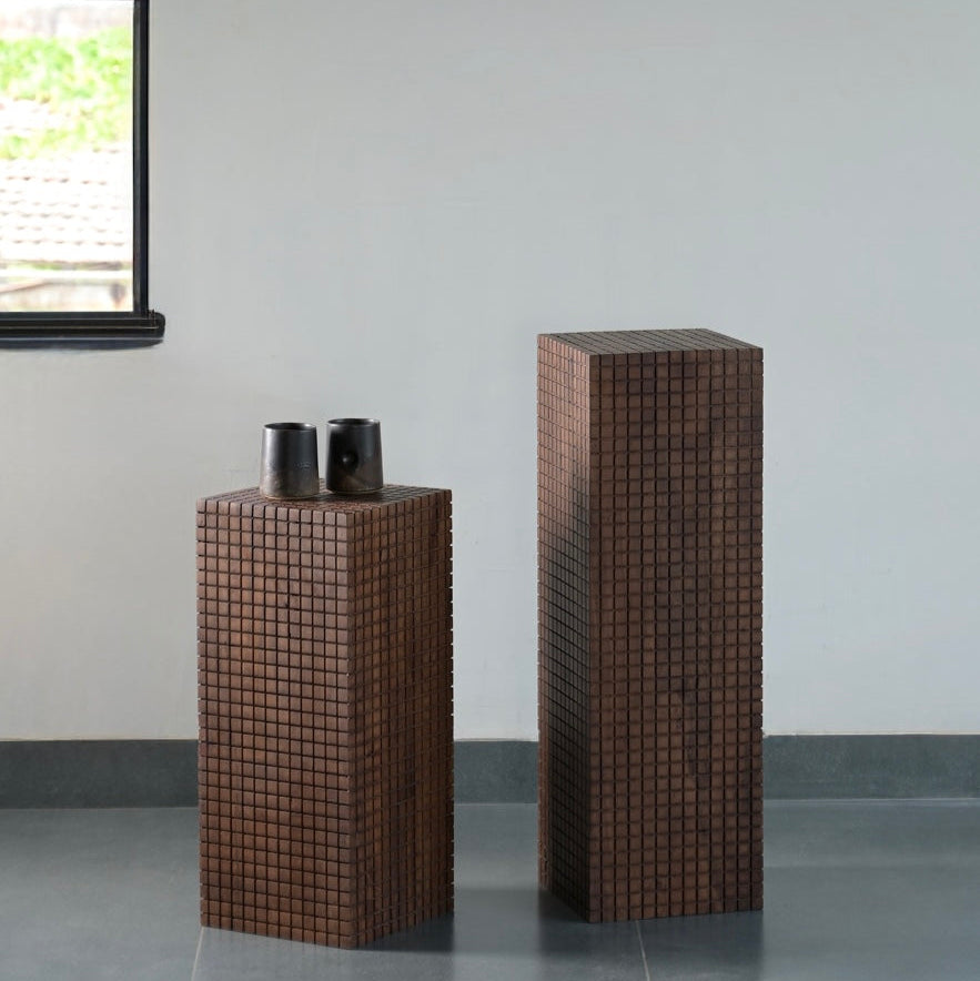 Jiro Solid Acacia Wood Side Table Walnut (2 Sizes)