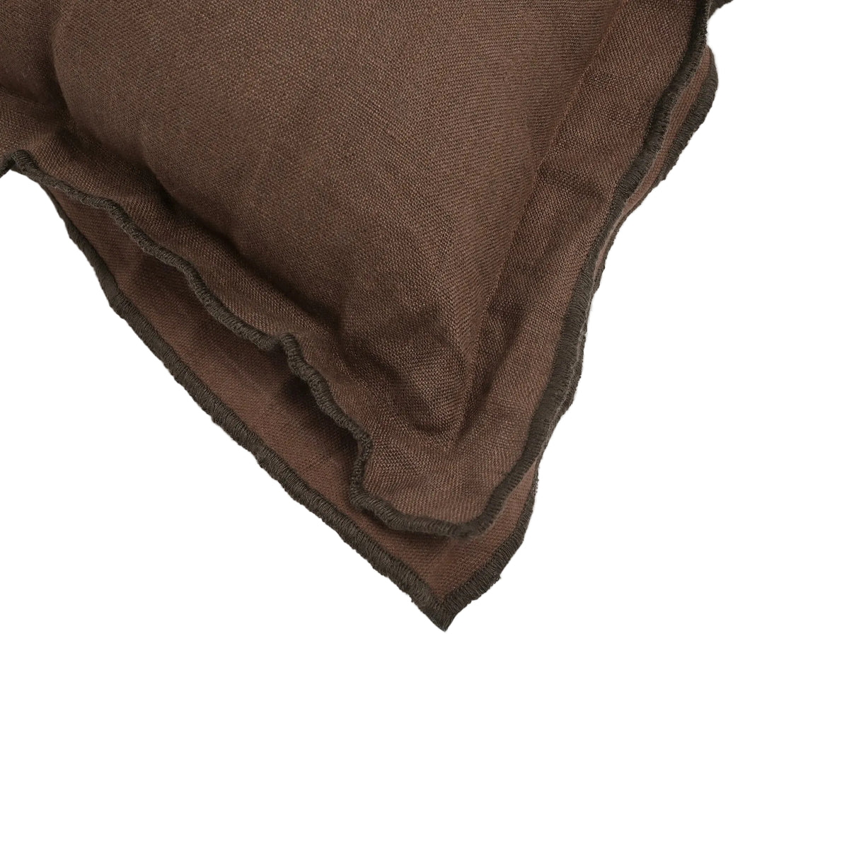 Yara Brown Linen Flange Edge Handmade Cushion with Black Border Detail 46 x 46cm