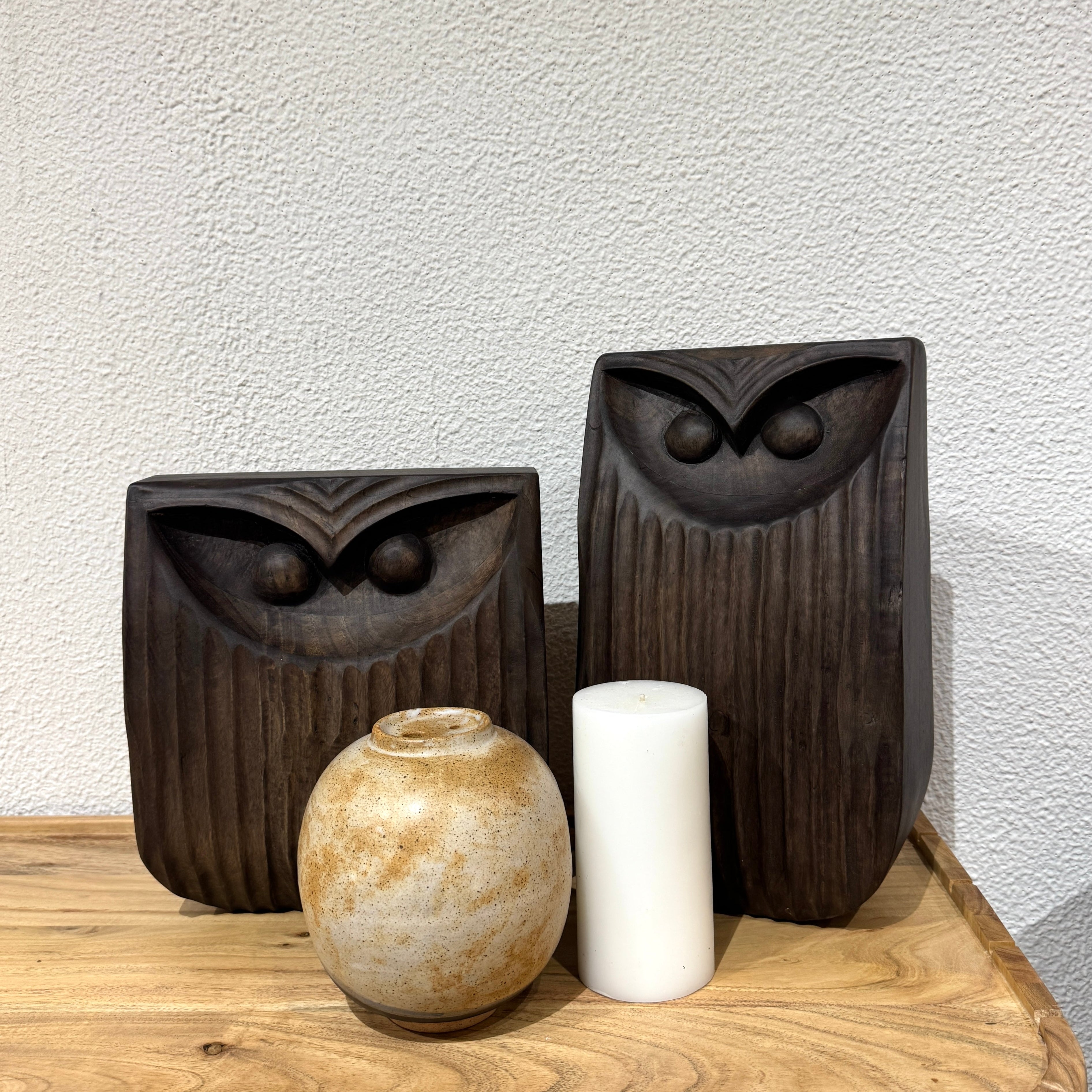 Eldric Hand Carved Owls in Ebony Brown (3 Sizes)