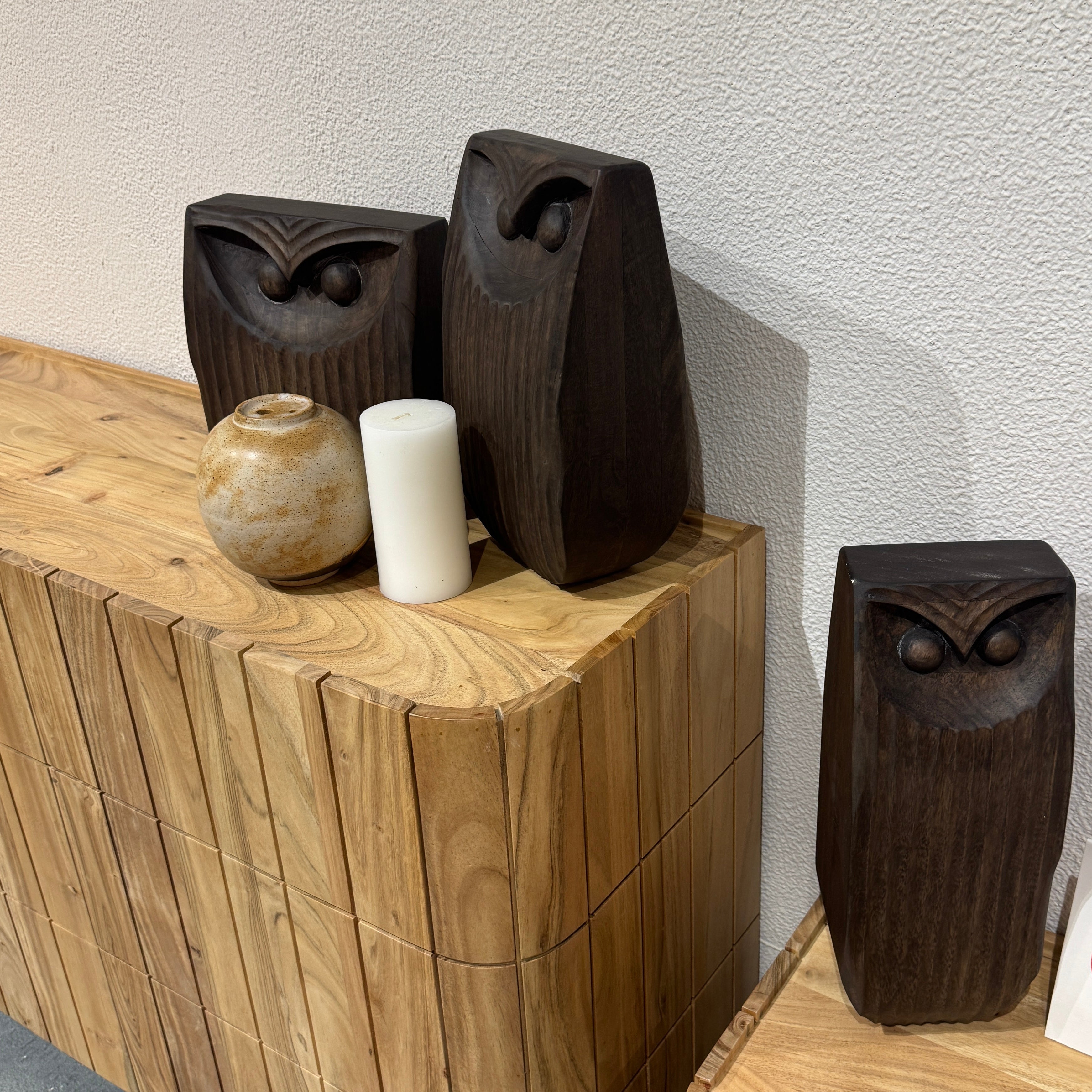 Eldric Hand Carved Owls in Ebony Brown (3 Sizes)
