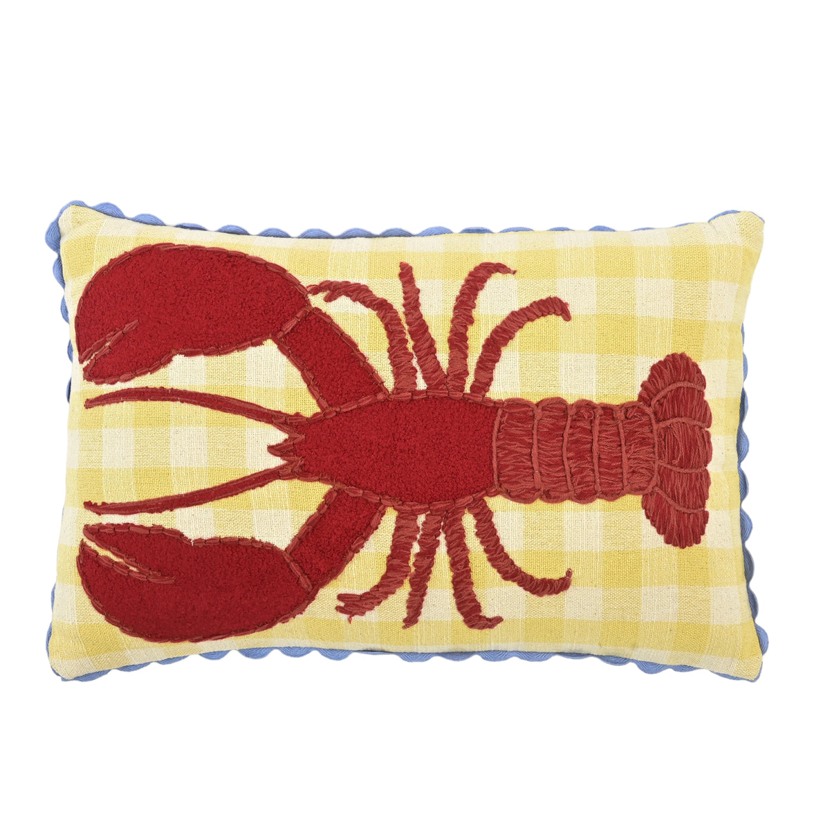 Sebastian the Lobster Handmade Patchwork Cushion with Scallop Lace Trim 30 x 46cm