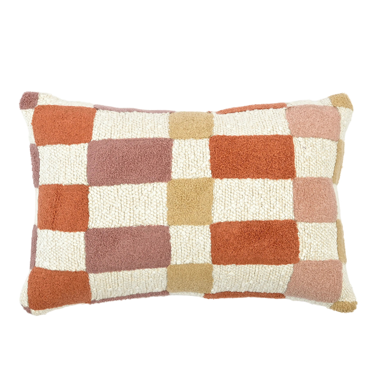 Terra Tile Towel Embroidered Handmade Large Block Cushion 30 x 46cm