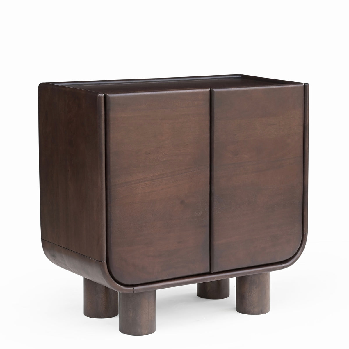 Sofia Solid Mango Wood Small 2 Door Sideboard in Walnut (85cm)