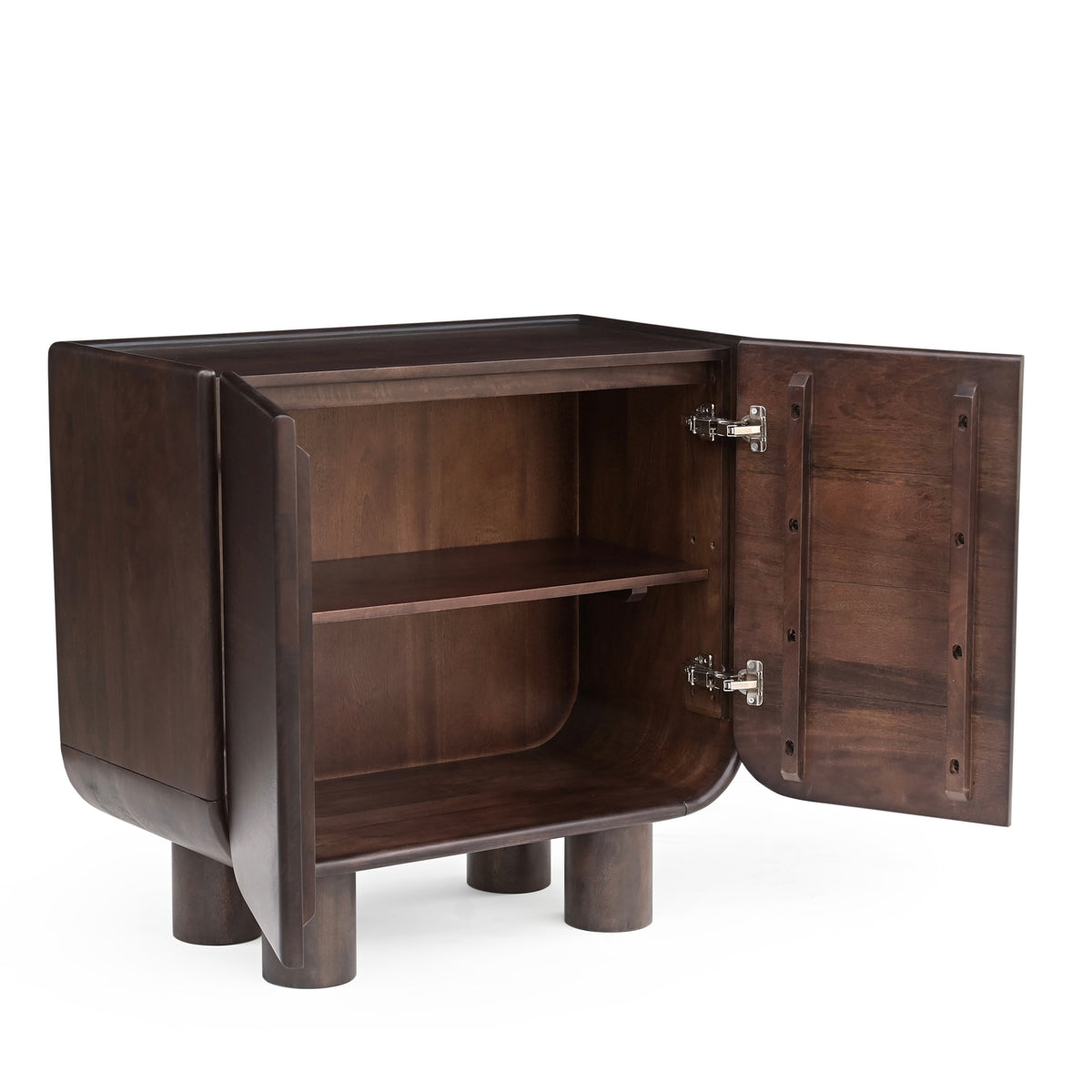 Sofia Solid Mango Wood Small 2 Door Sideboard in Walnut (85cm)
