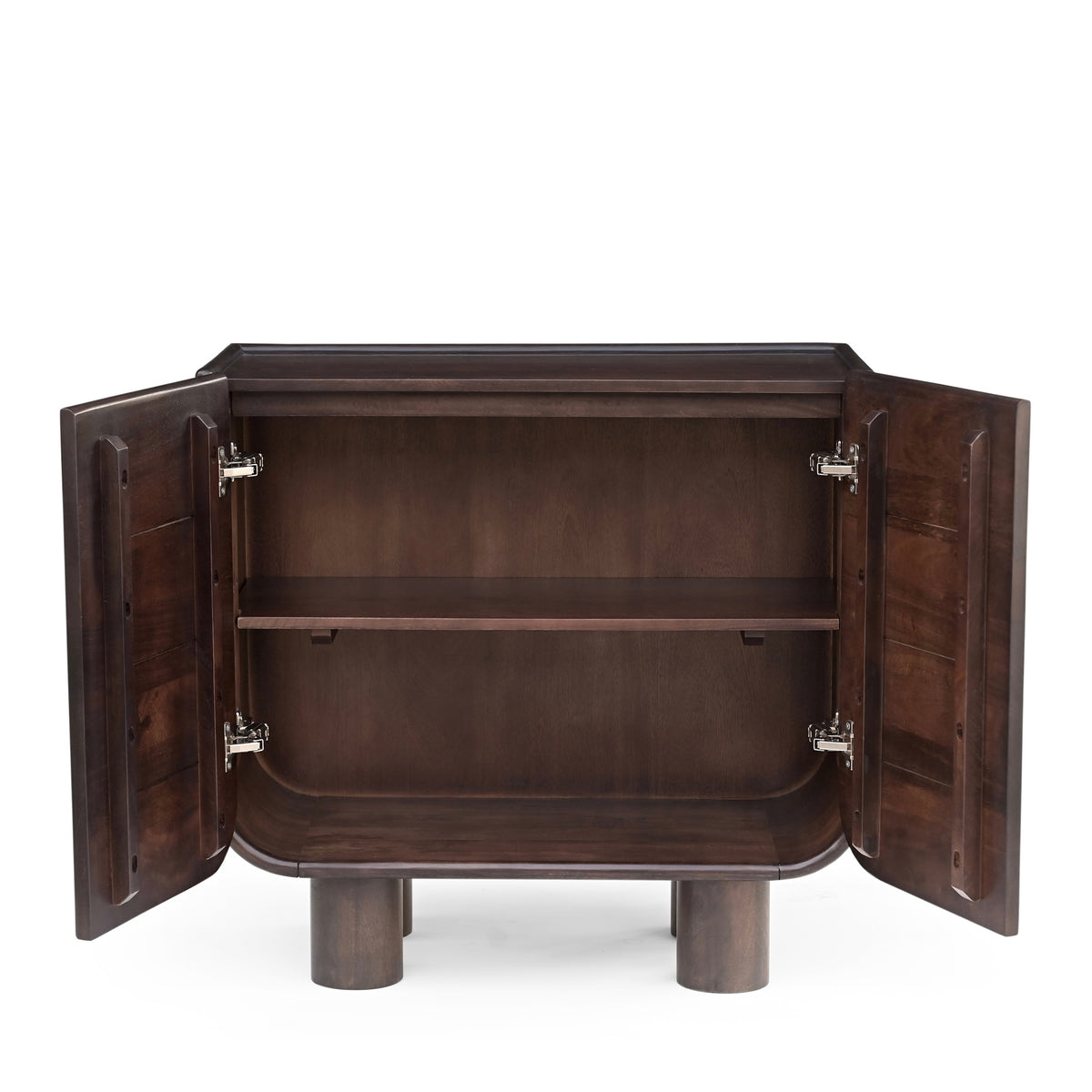 Sofia Solid Mango Wood Small 2 Door Sideboard in Walnut (85cm)