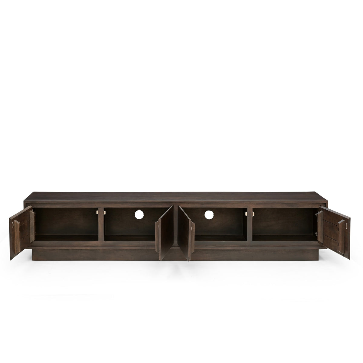 Kawa Solid Acacia Wood 4 Door TV Unit Dark Brown (200cm)