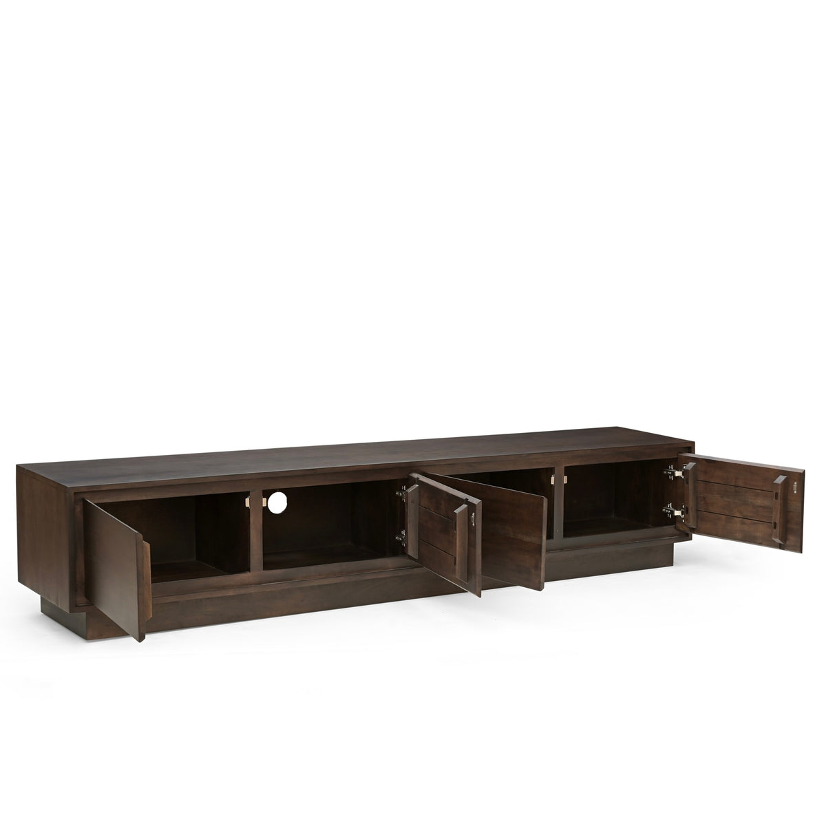 Kawa Solid Acacia Wood 4 Door TV Unit Dark Brown (200cm)