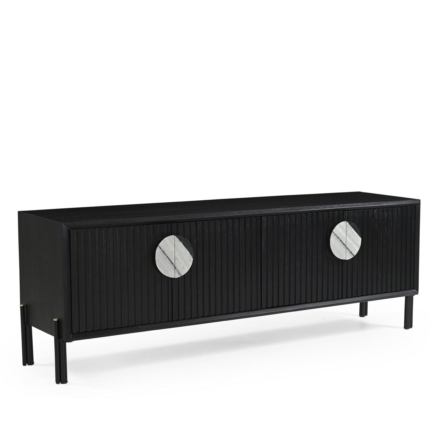 Madison Solid Mango Wood TV Unit Black