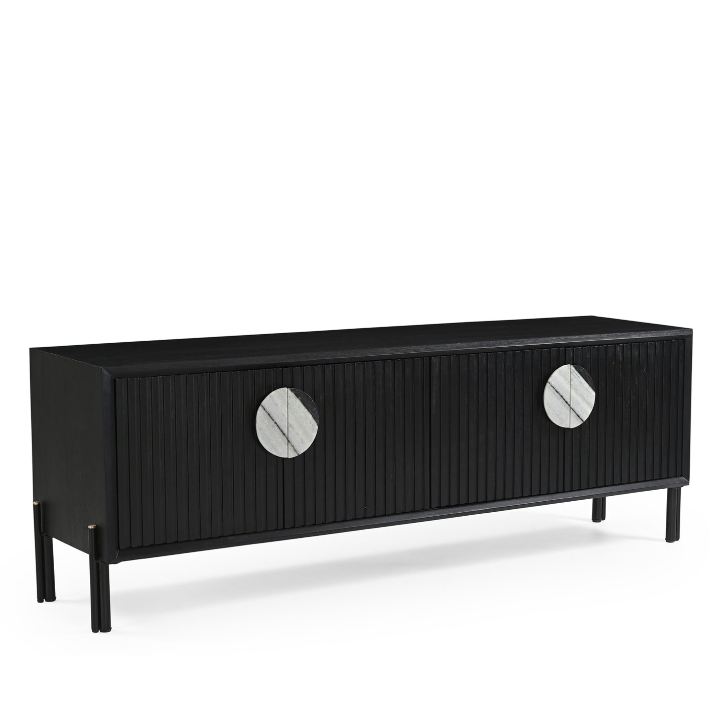 Madison Solid Mango Wood TV Unit Black