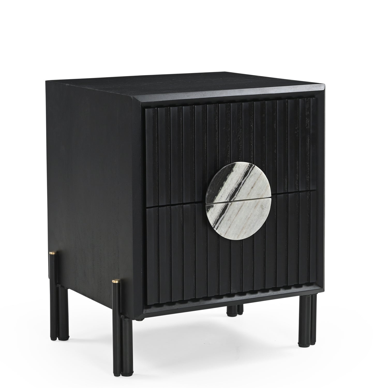 Madison Solid Mango Wood Bedside Table in Black