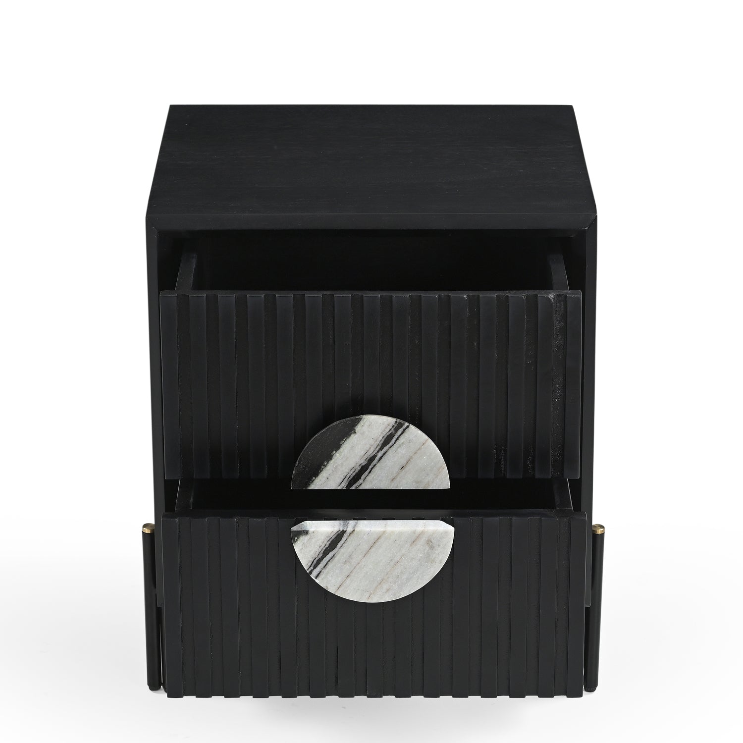 Madison Solid Mango Wood Bedside Table in Black