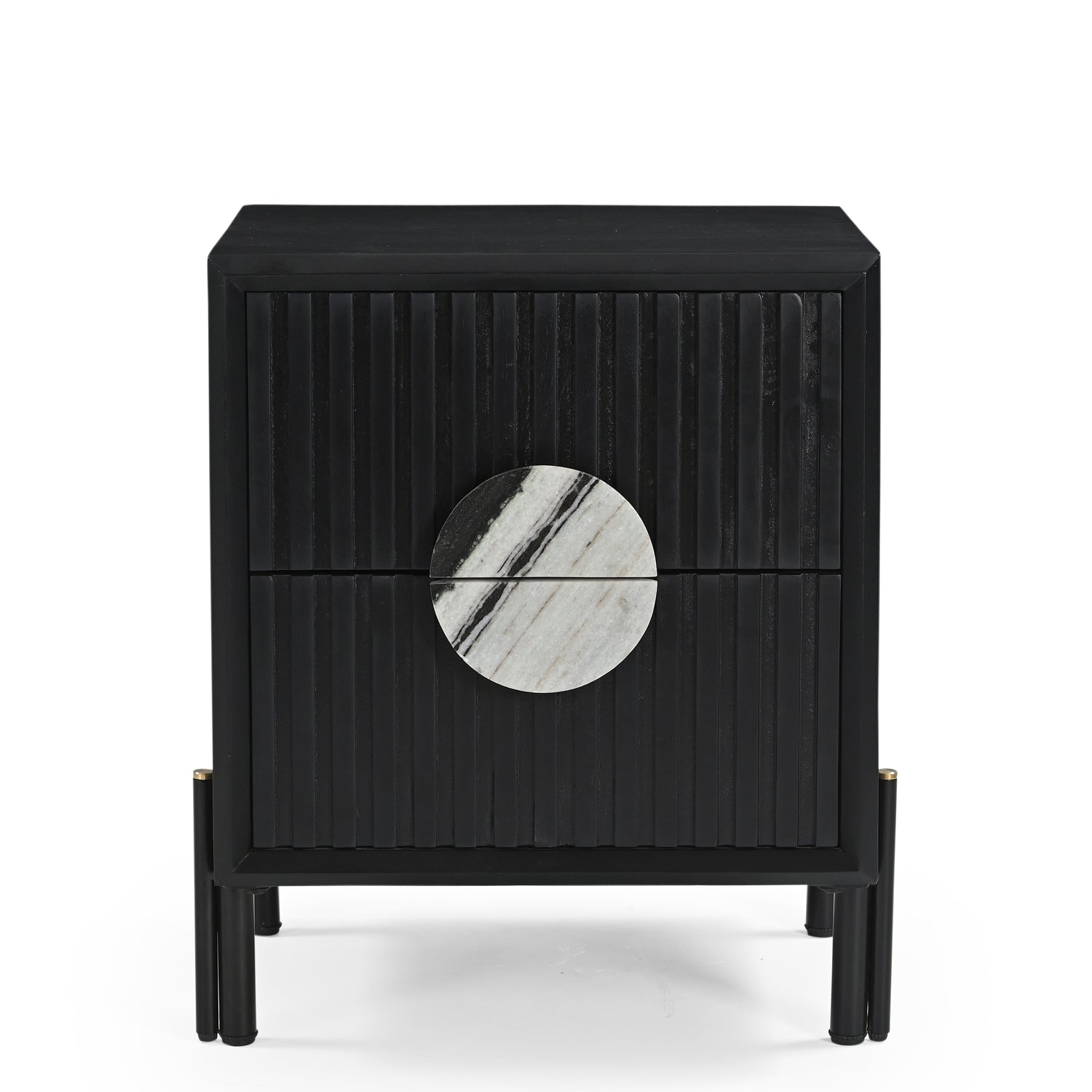 Madison Solid Mango Wood Bedside Table in Black