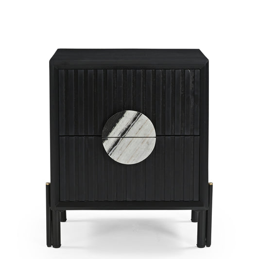 Madison Solid Mango Wood Bedside Table in Black