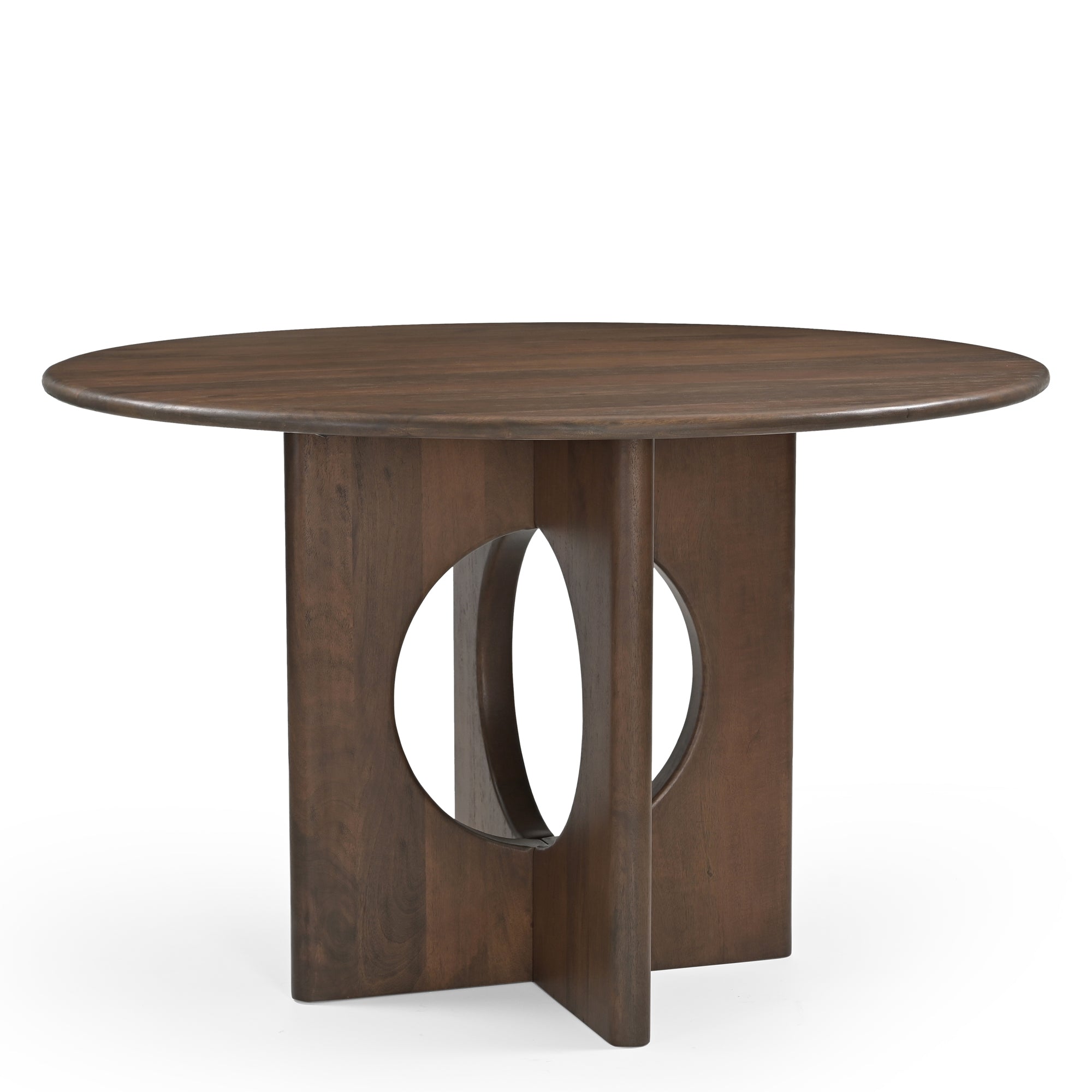 Chicago Round Solid Mango Wood Dining Table Brown