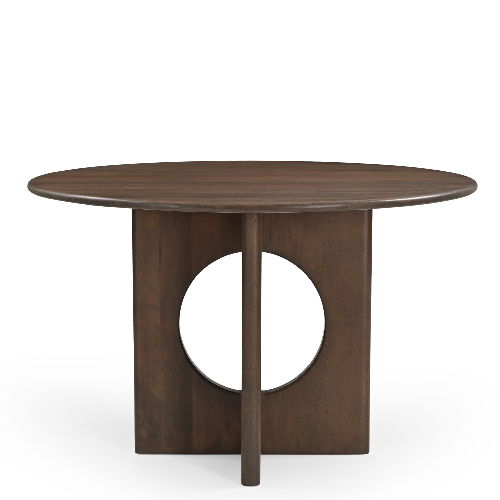 Chicago Round Solid Mango Wood Dining Table Brown