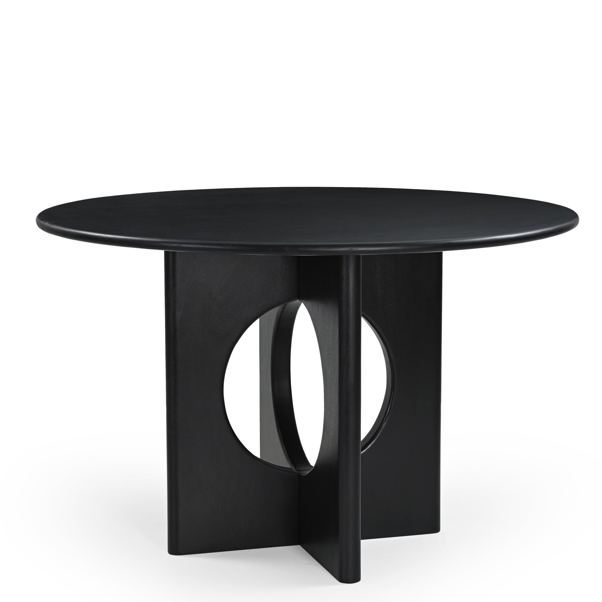 Chicago Round Solid Mango Wood Dining Table Black