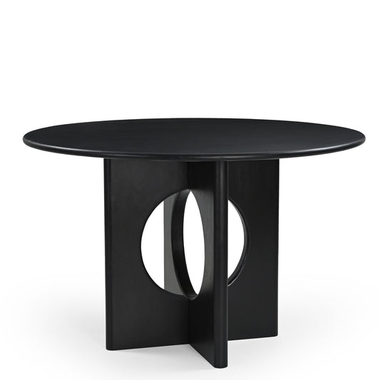 Chicago Round Solid Mango Wood Dining Table Black