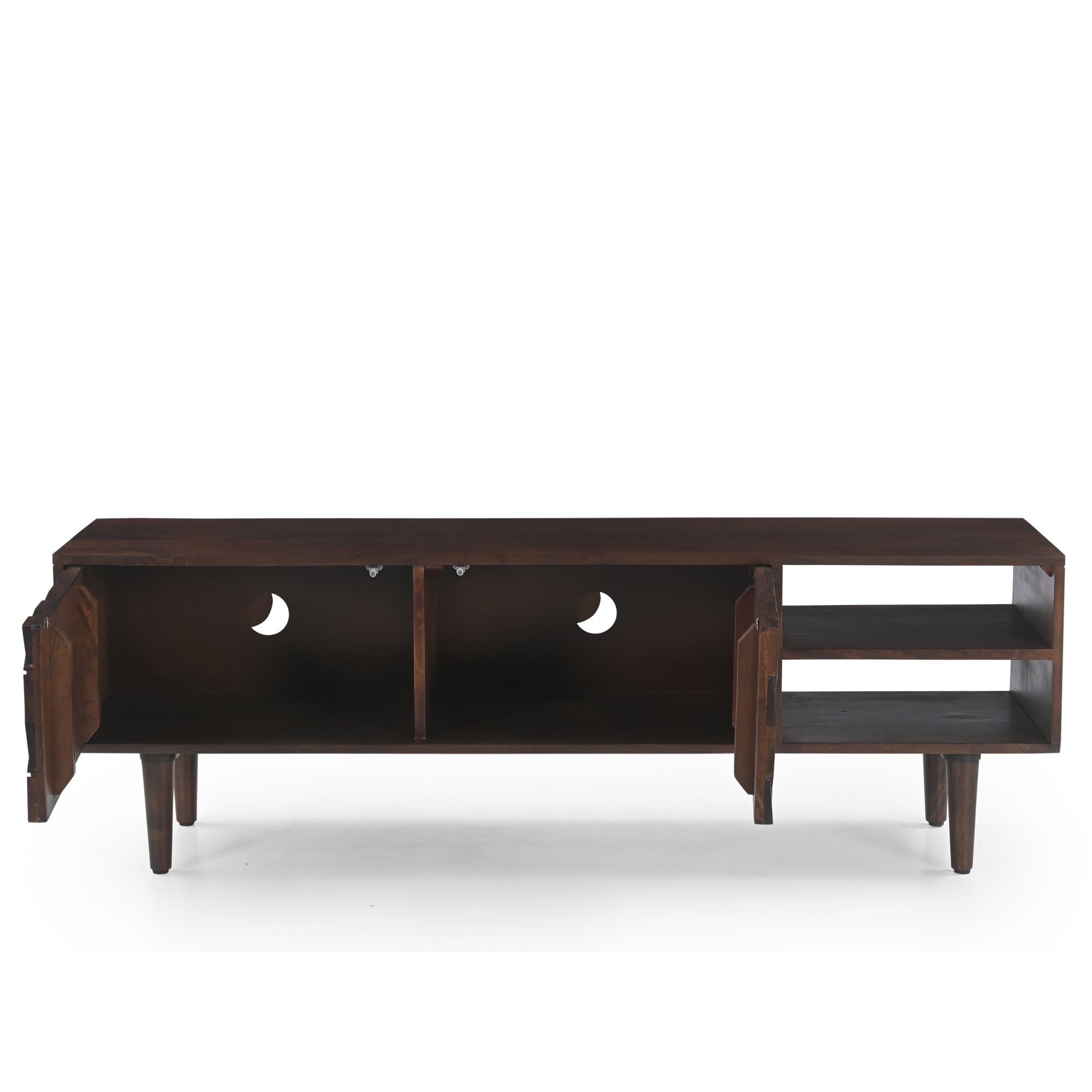 Kuri Solid Mango Wood TV Stand in Dark Brown (140cm)