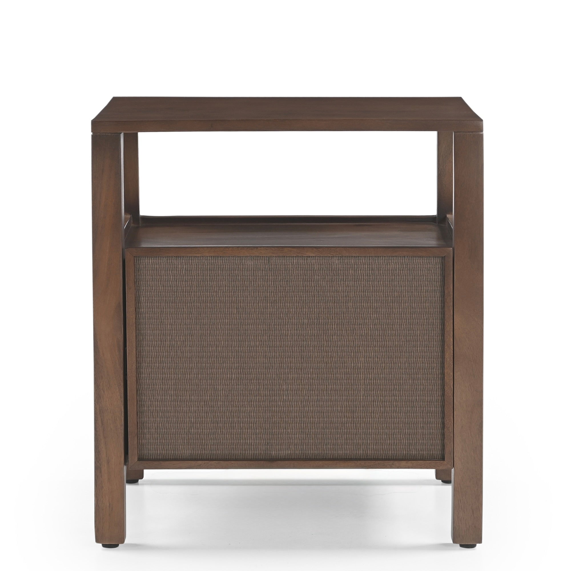 Kumiko Solid Mango Wood and Tatami Bedside Table in Brown