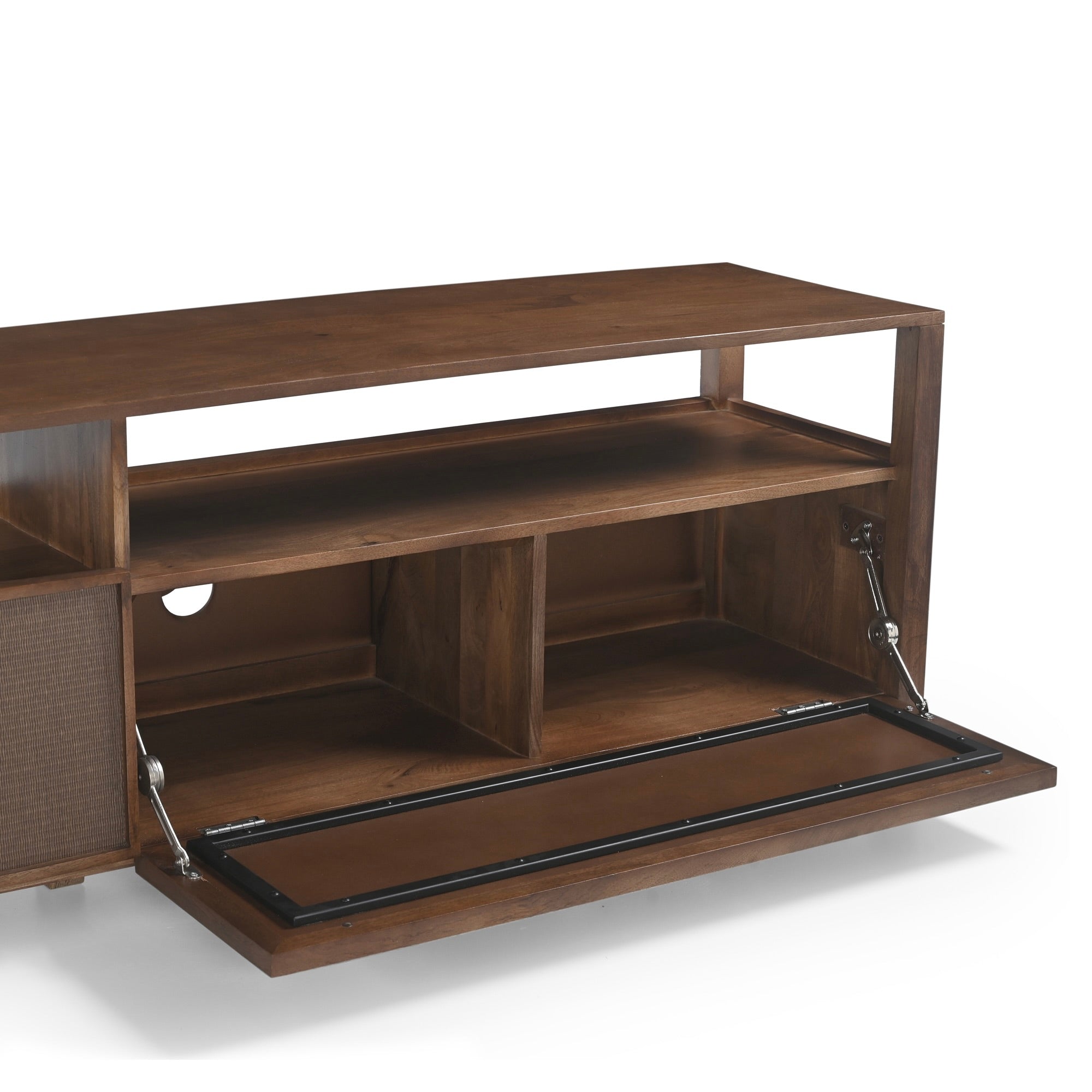Kumiko Solid Mango Wood and Tatami TV Stand in Brown (2 Sizes)