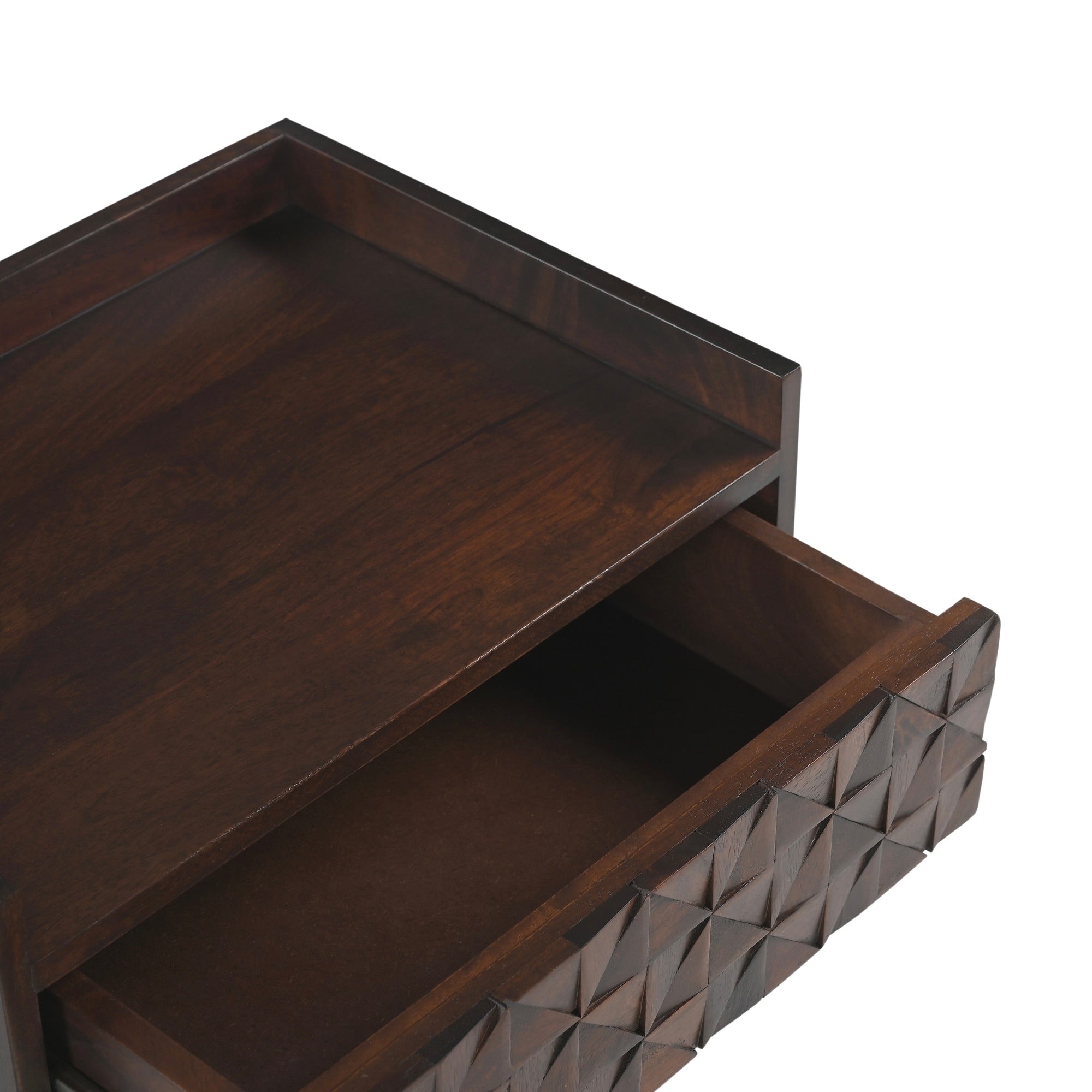 Kuri Solid Mango Wood TV Bedside Table Dark Brown