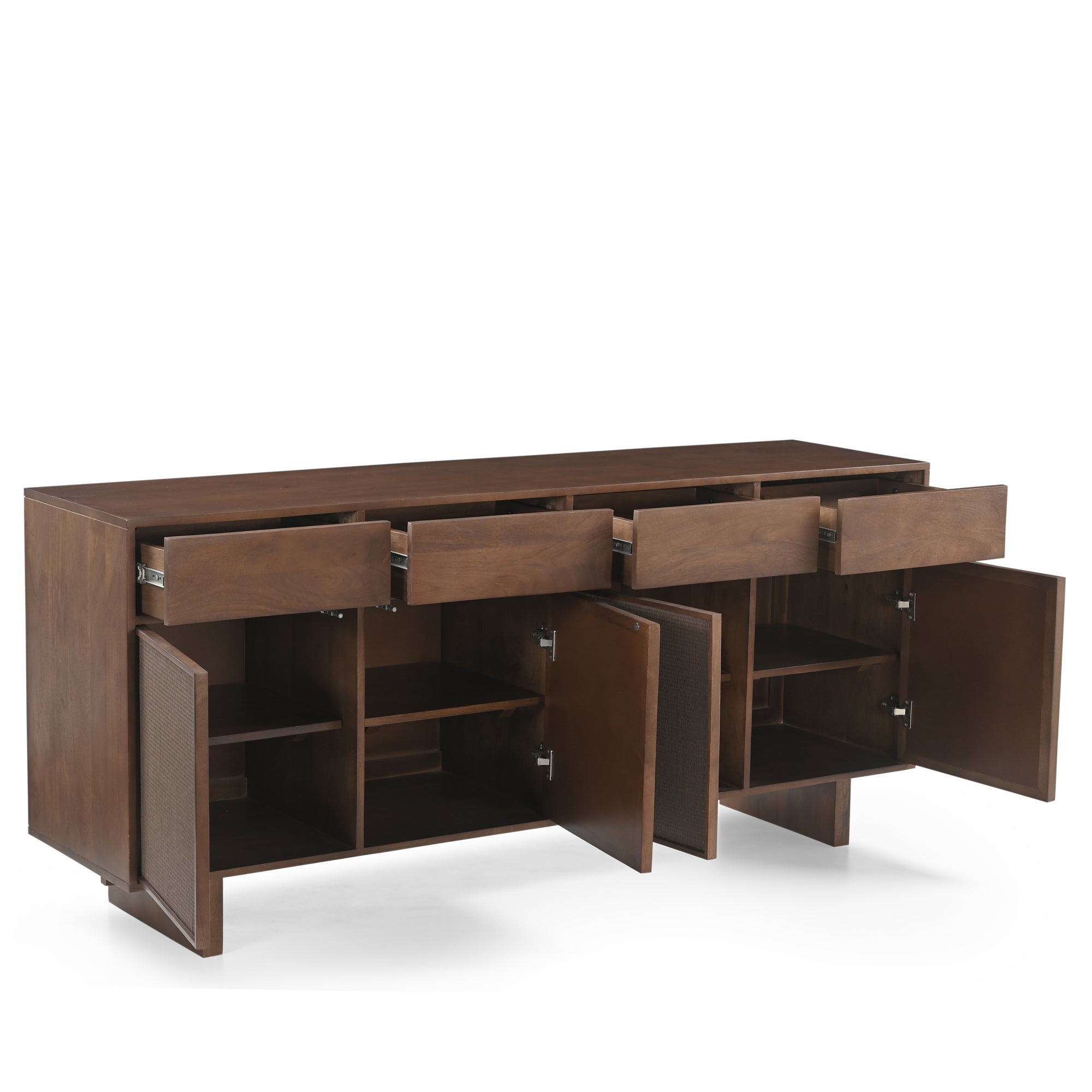 Kumiko Solid Mango Wood and Tatami Large Sideboard in Brown