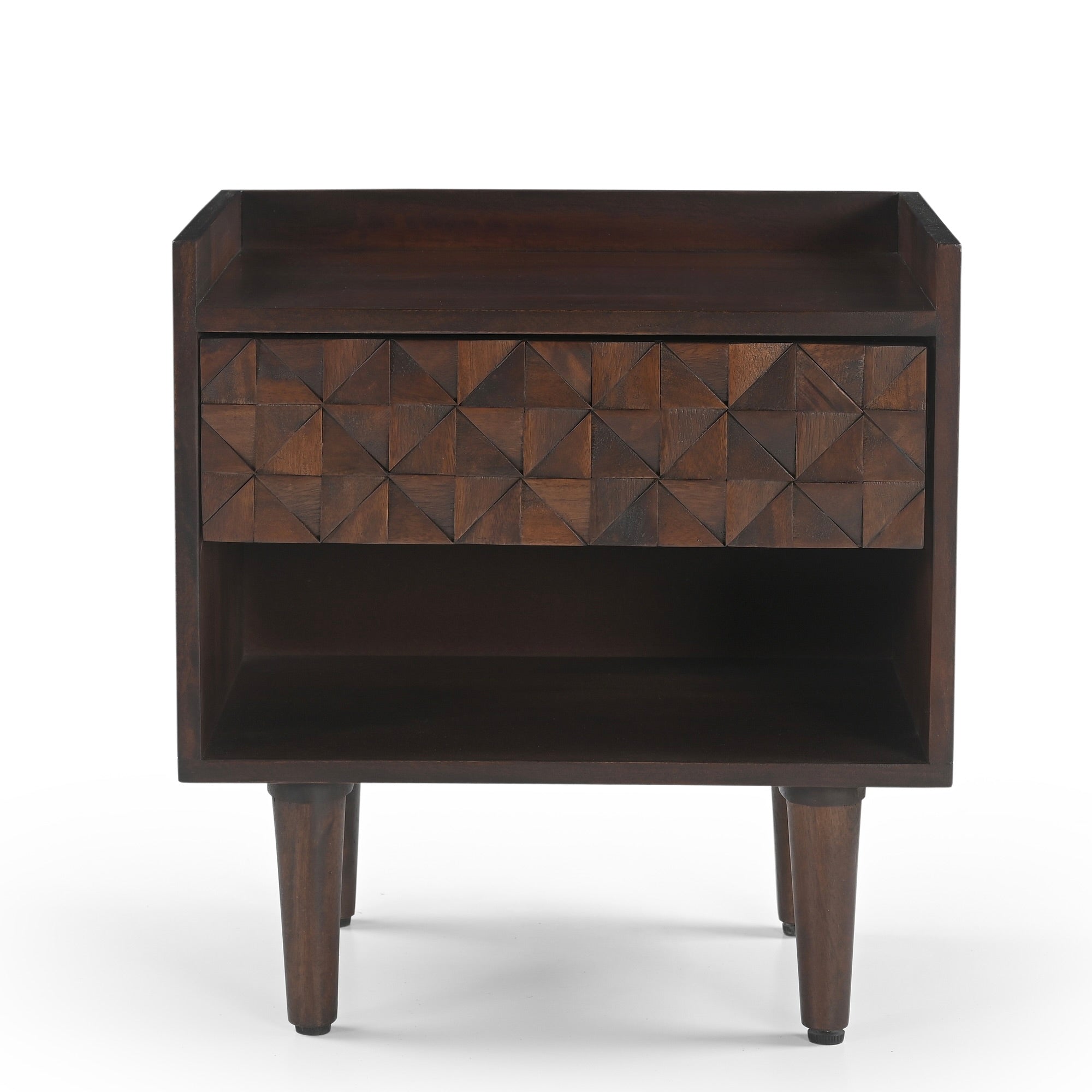 Kuri Solid Mango Wood TV Bedside Table Dark Brown