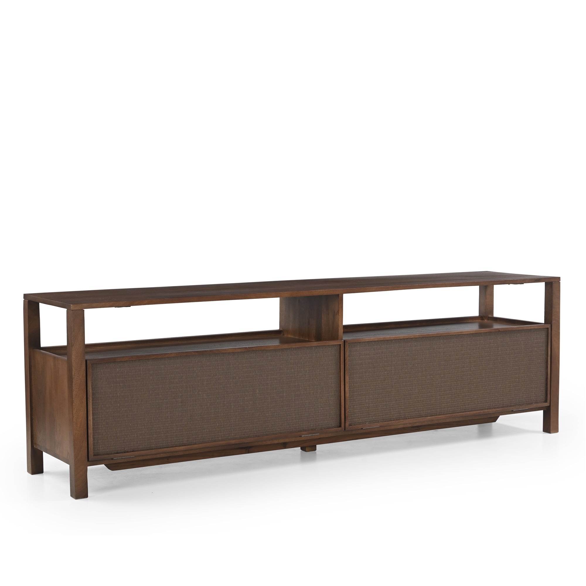 Kumiko Solid Mango Wood and Tatami TV Stand in Brown (2 Sizes)