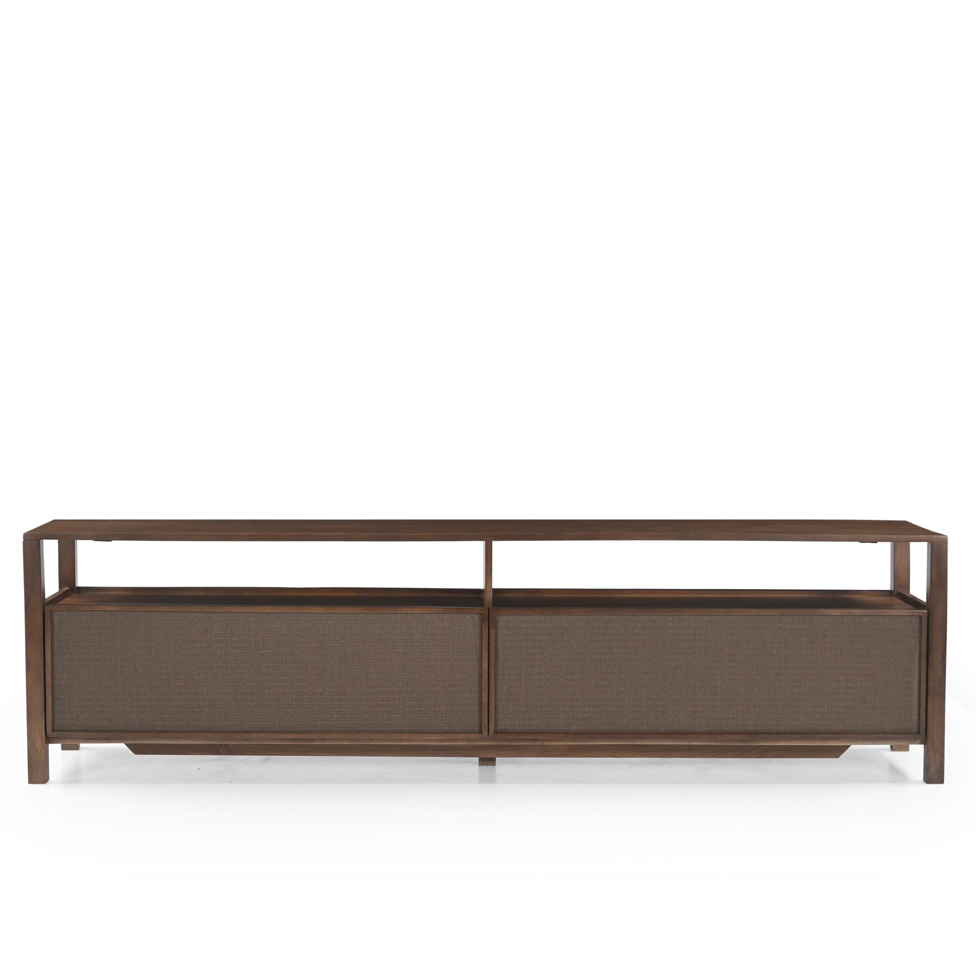 Kumiko Solid Mango Wood and Tatami TV Stand in Brown (2 Sizes)