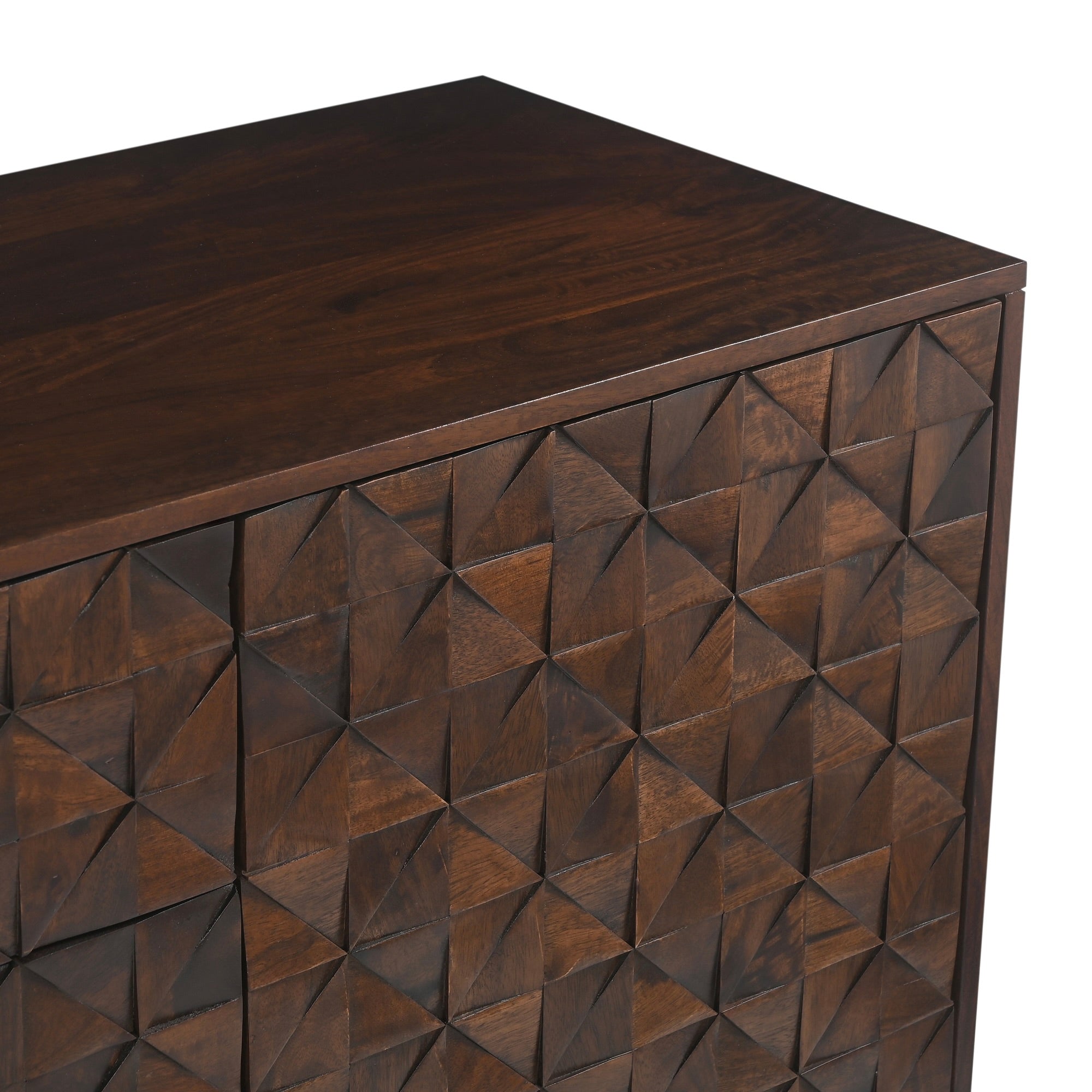 Kuri Solid Mango Wood Large 2 Door 3 Drawer Sideboard Dark Brown (150cm)
