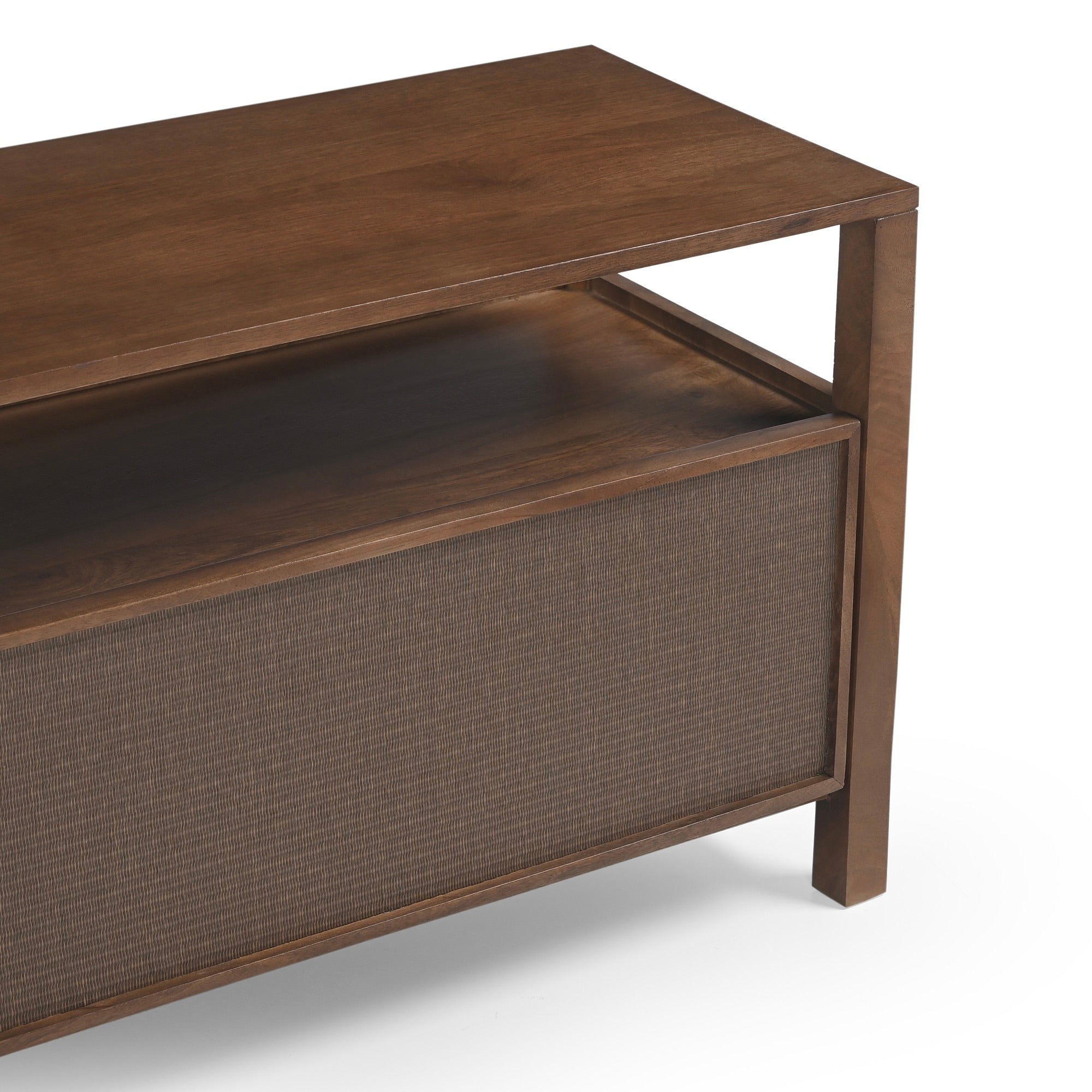 Kumiko Solid Mango Wood and Tatami TV Stand in Brown (2 Sizes)
