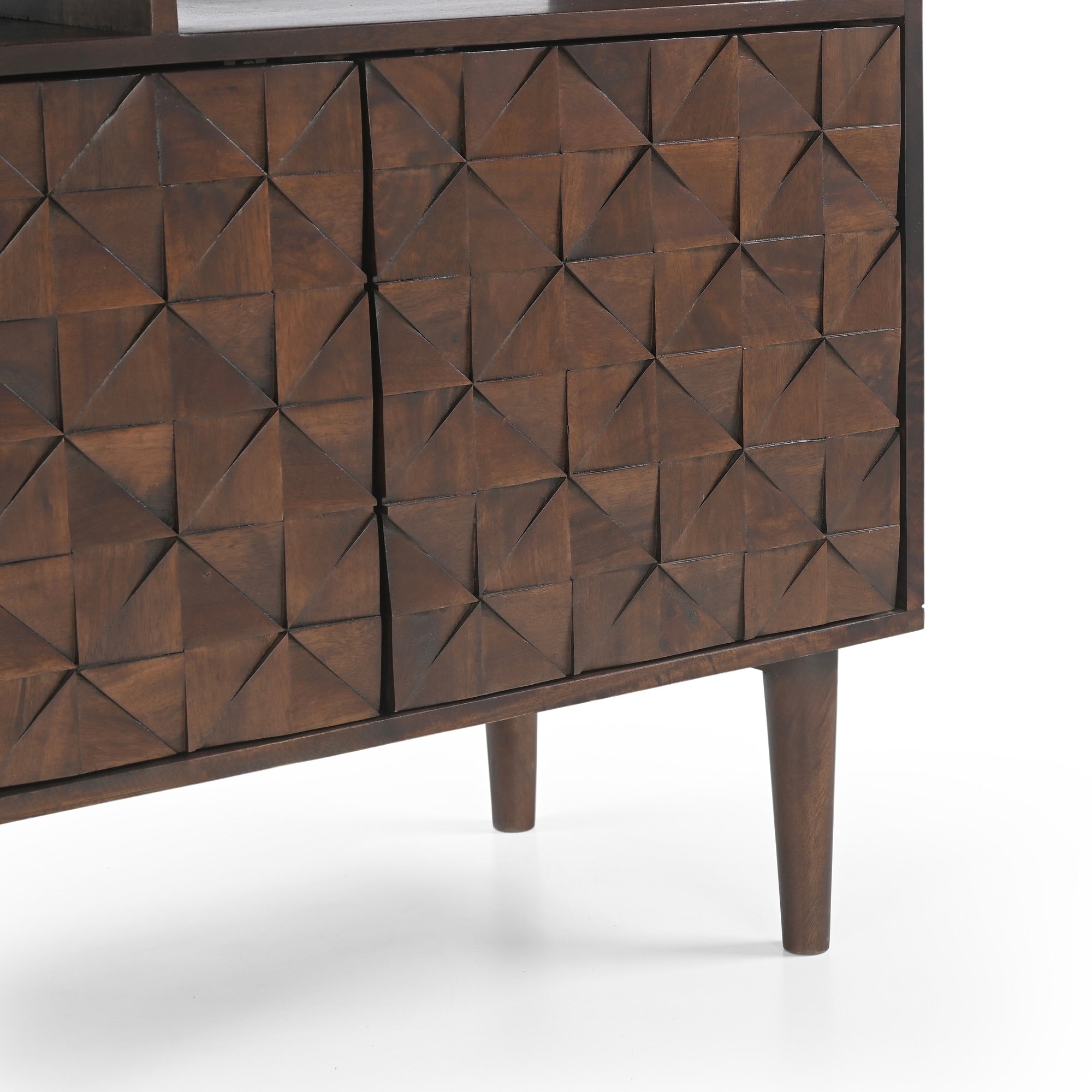 Kuri Solid Mango Wood Shelving Unit Dark Brown