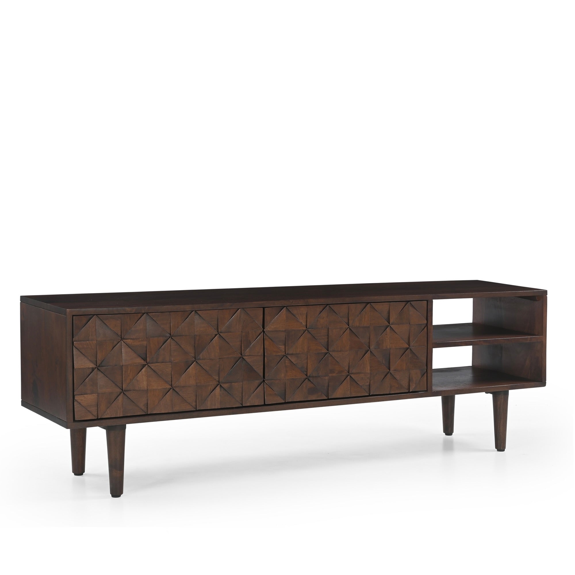 Kuri Solid Mango Wood TV Stand in Dark Brown (140cm)