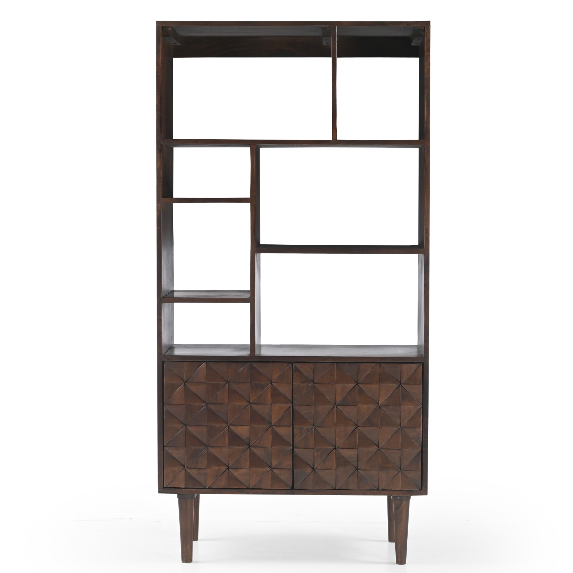 Kuri Solid Mango Wood Shelving Unit Dark Brown