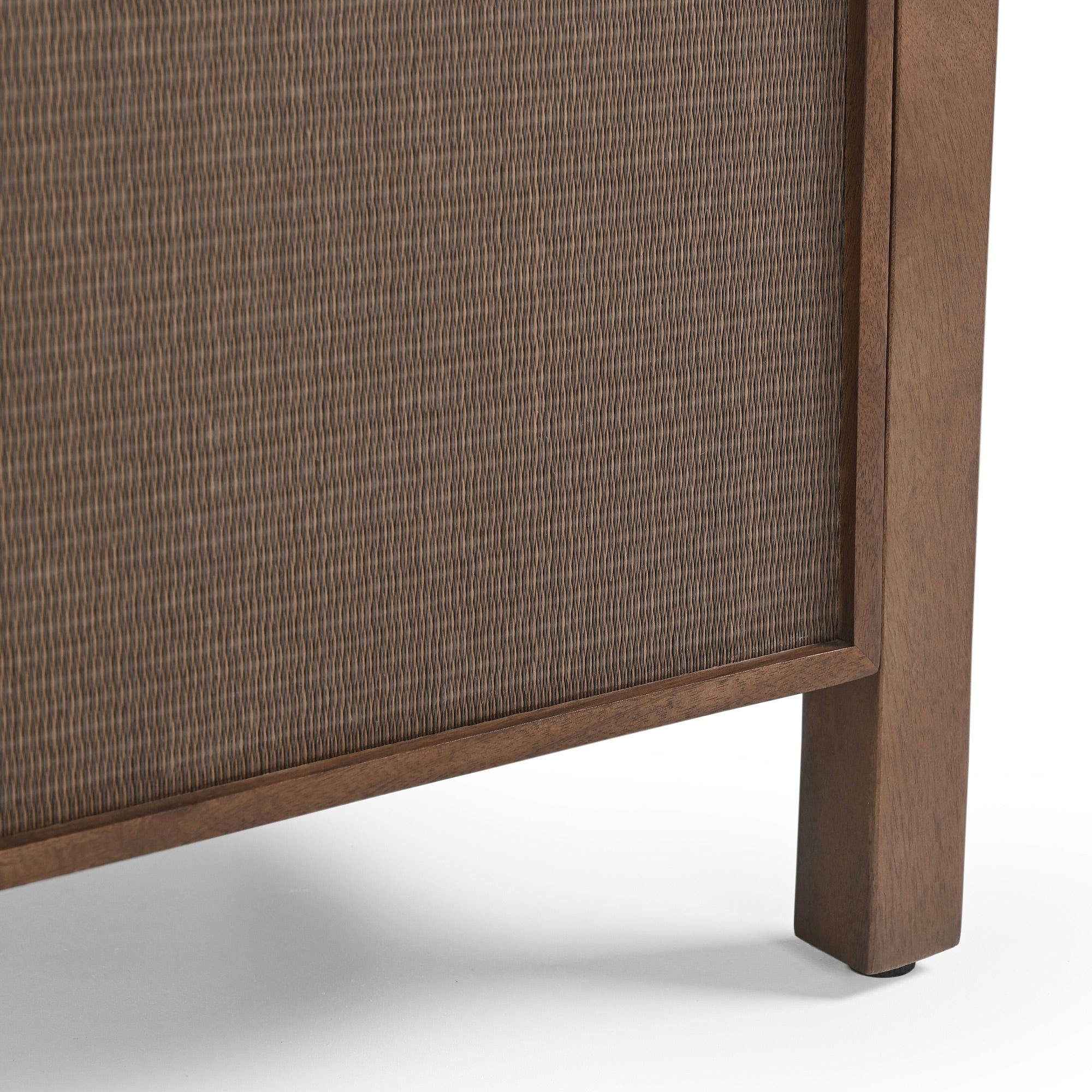 Kumiko Solid Mango Wood and Tatami Bedside Table in Brown