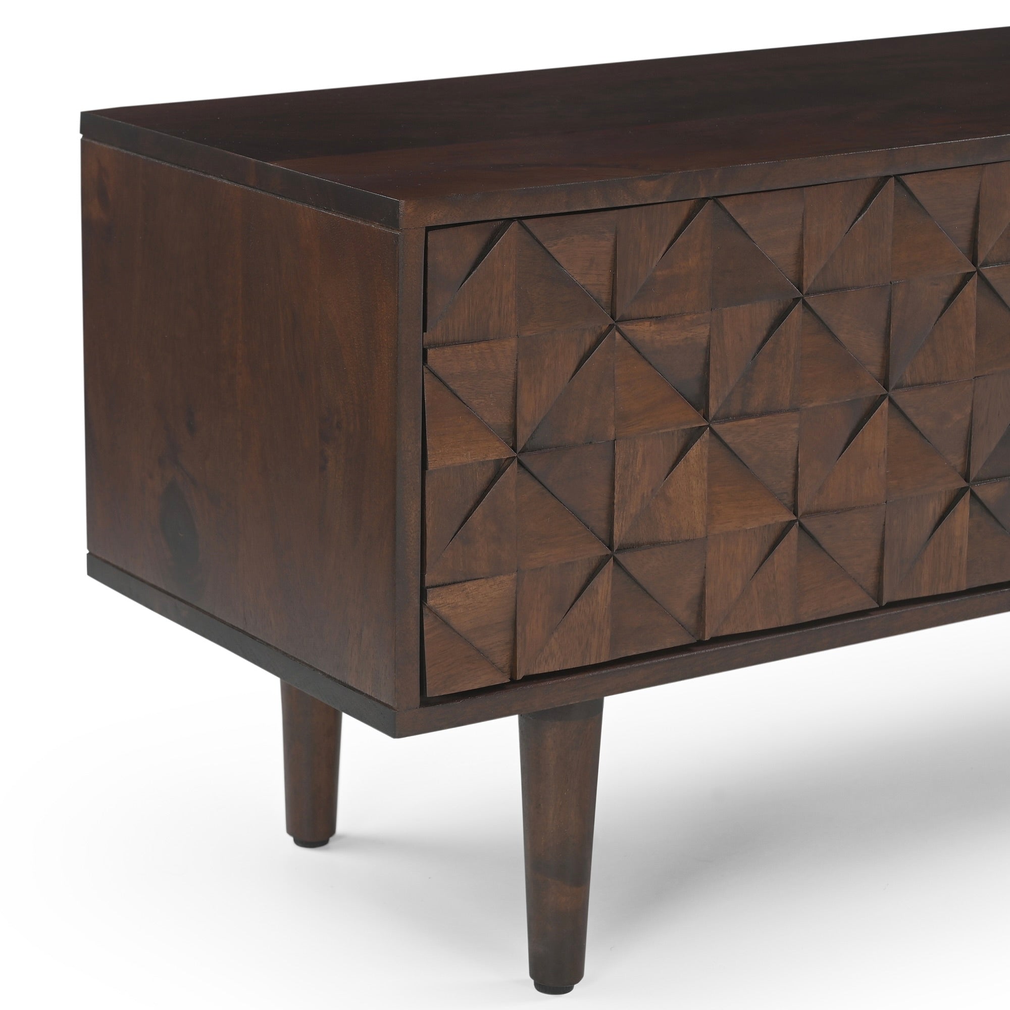 Kuri Solid Mango Wood TV Stand in Dark Brown (140cm)