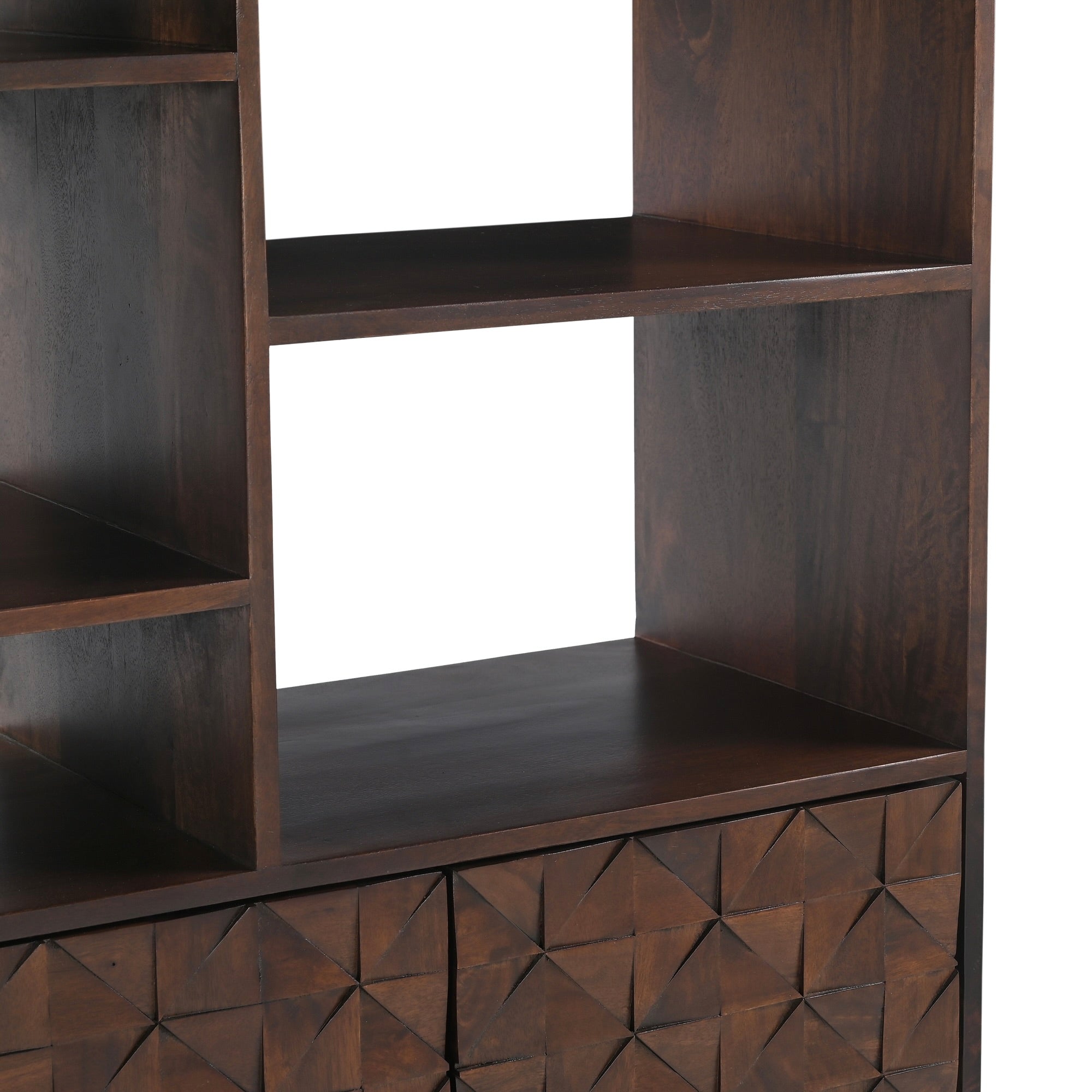 Kuri Solid Mango Wood Shelving Unit Dark Brown