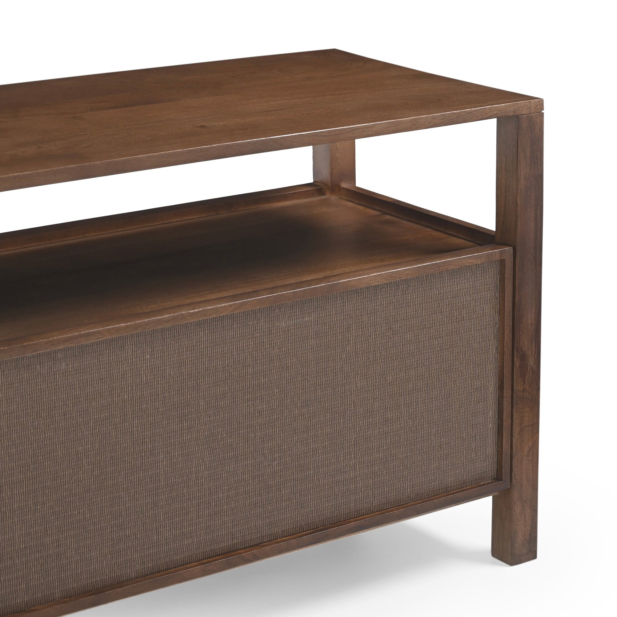 Kumiko Solid Mango Wood and Tatami TV Stand in Brown (2 Sizes)