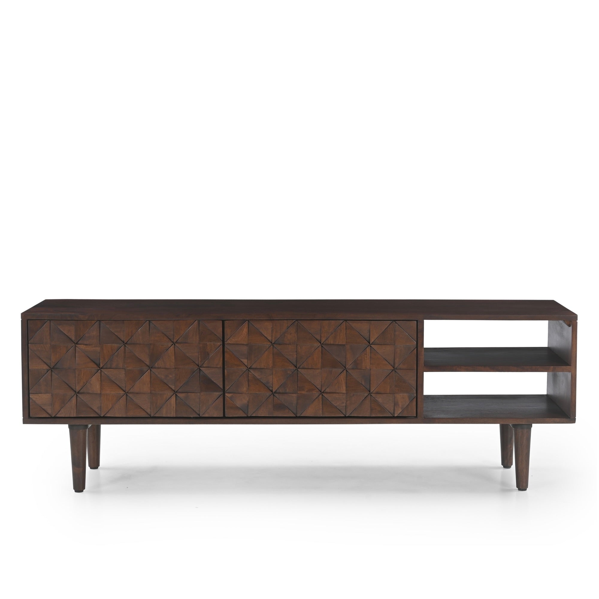 Kuri Solid Mango Wood TV Stand in Dark Brown (140cm)