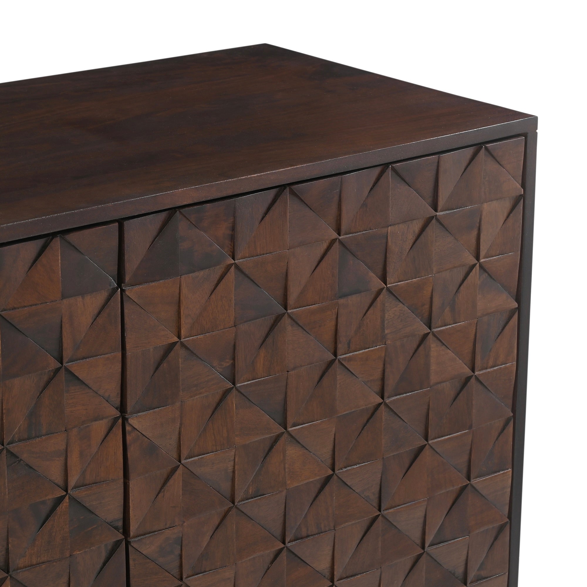 Kuri Solid Mango Wood Large 3 Door Sideboard Dark Brown